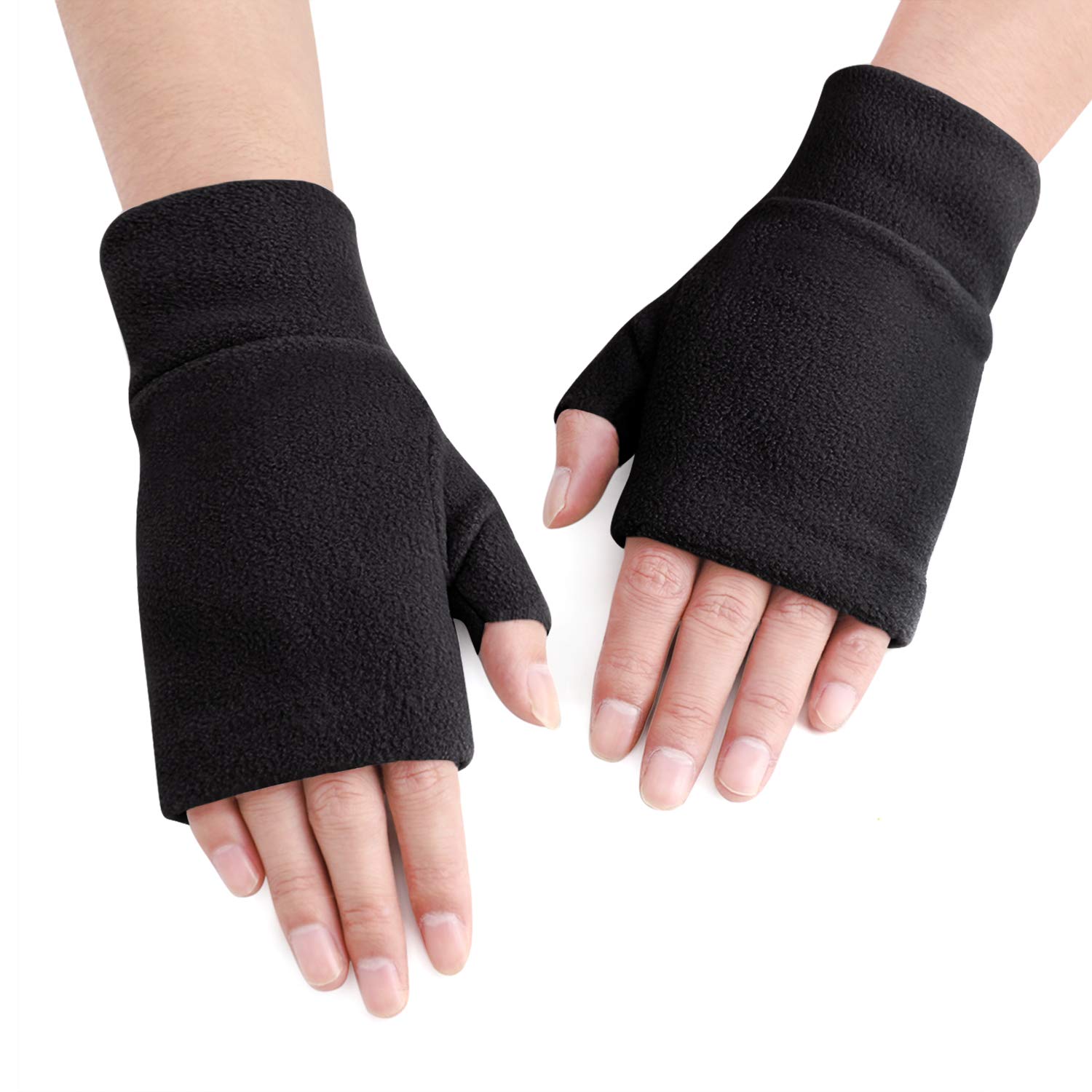 Women's & Men's Winter Fleece Fingerless Gloves - Warm Half Finger Mittens for Outdoor Activities, Running, Cycling & Cold Weather Protection