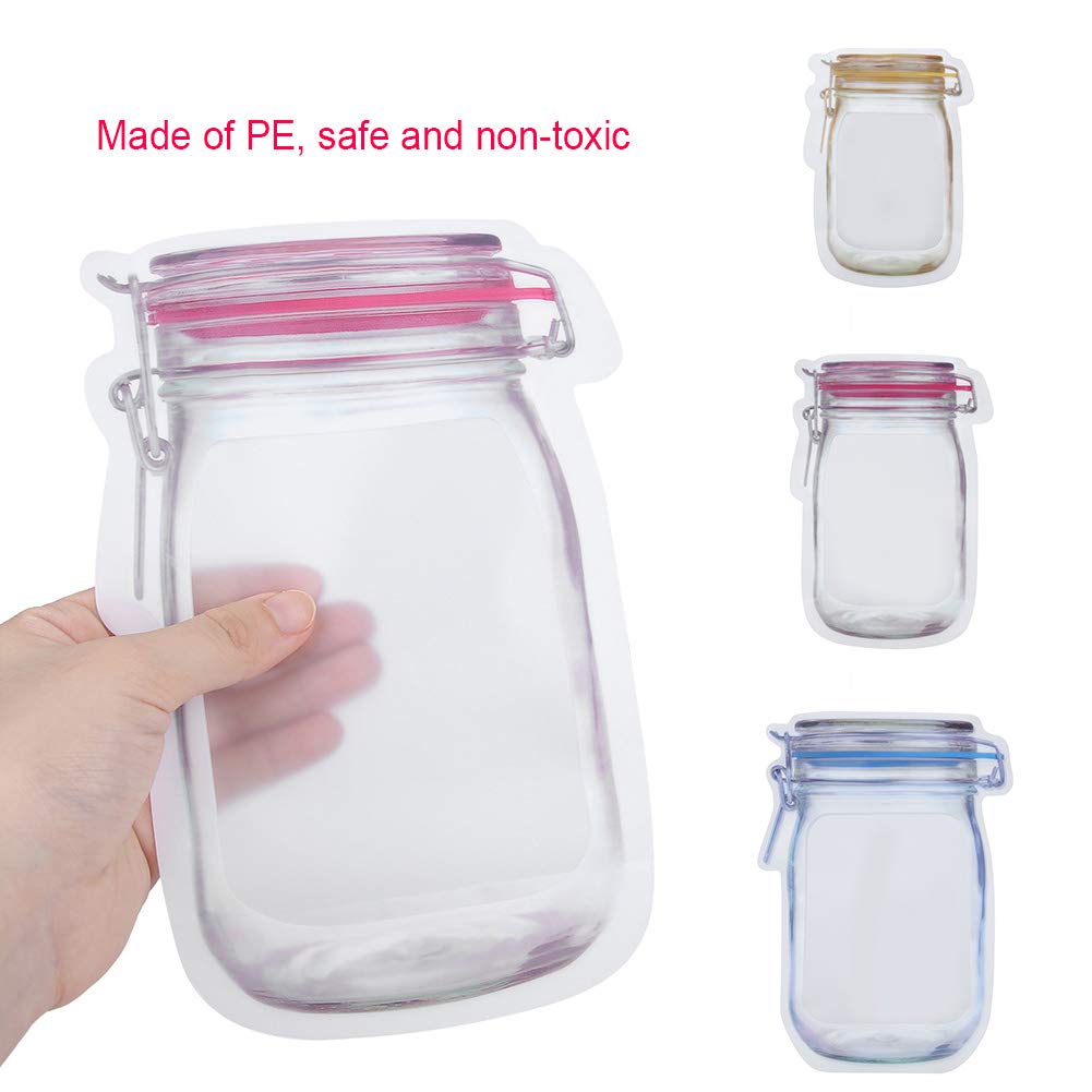 10 Pack Reusable Snack Storage Bags - Leak Proof Bottle Pattern Design for Chips, Nuts, Fruits | Perfect for School Lunches, Travel & Picnics