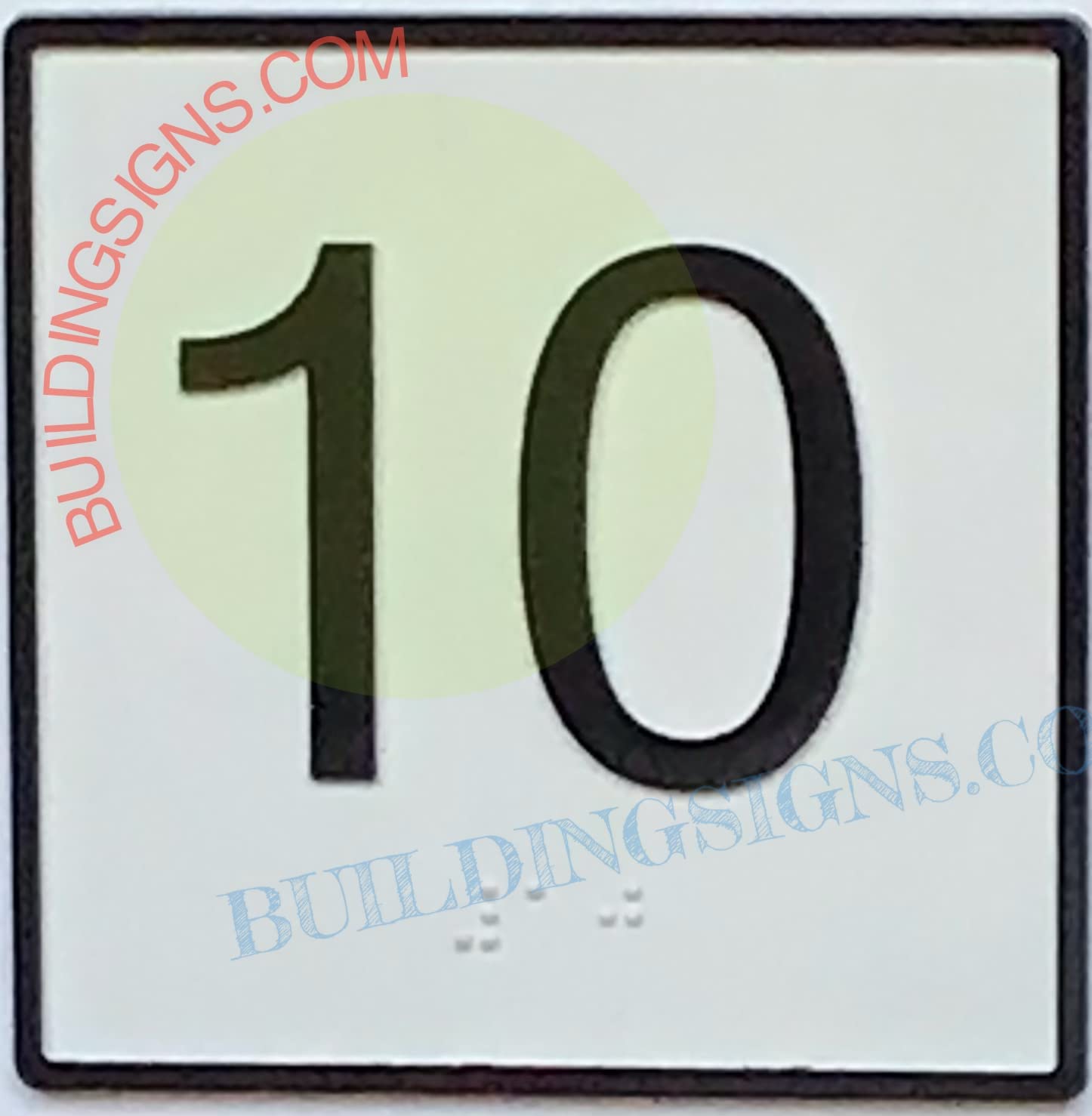 10th Floor Elevator Sign - Cast Iron JAMB Plate with White Background (4x4 Inch) - Durable & Stylish for Office, Hotel & Apartment Buildings