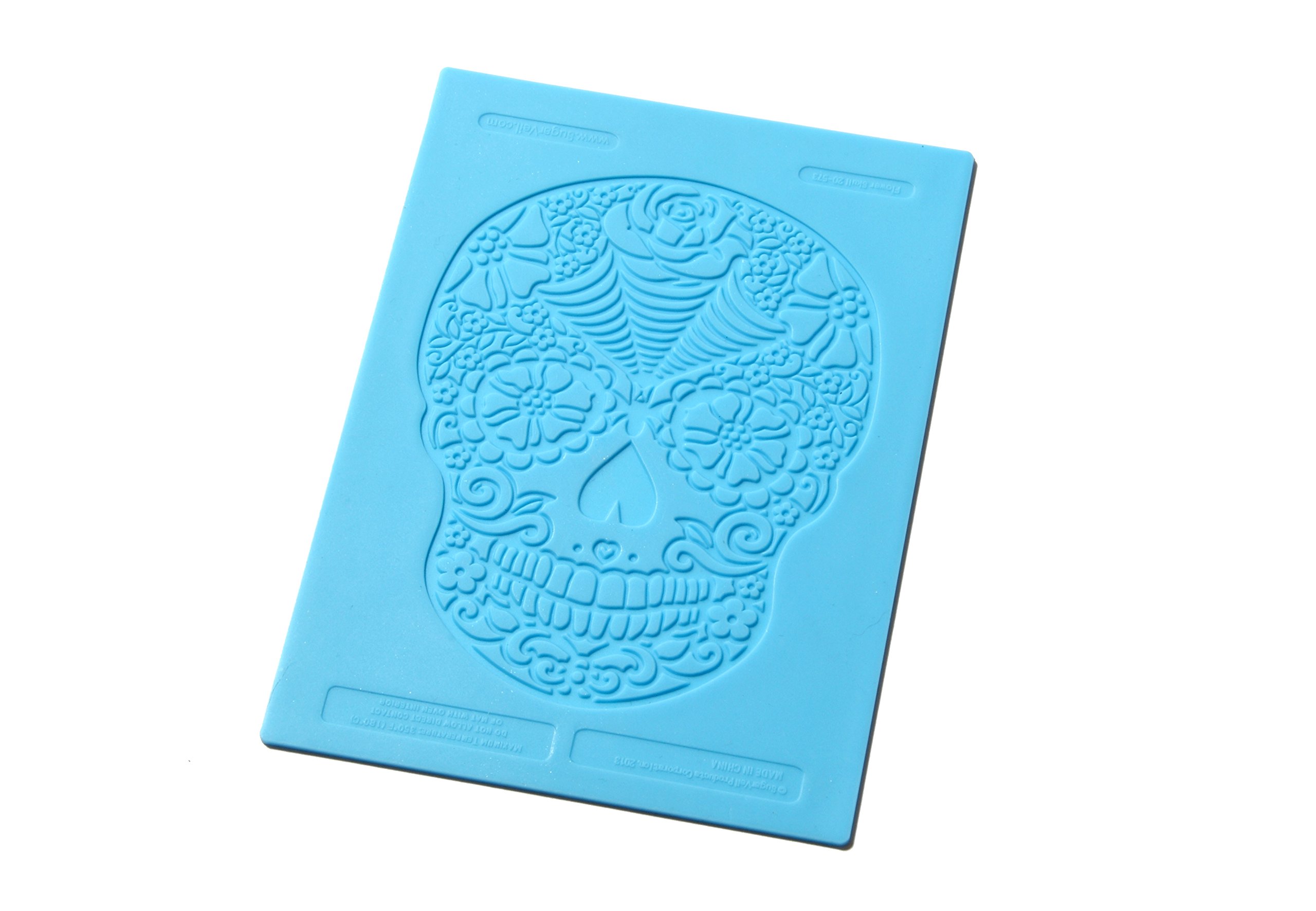 SugarVeil® Edible Flower Skull Mat - Premium Cake Decorating Stencil for Halloween, Dia de los Muertos & Gothic Baking - Perfect for Fondant, Buttercream & Royal Icing Designs