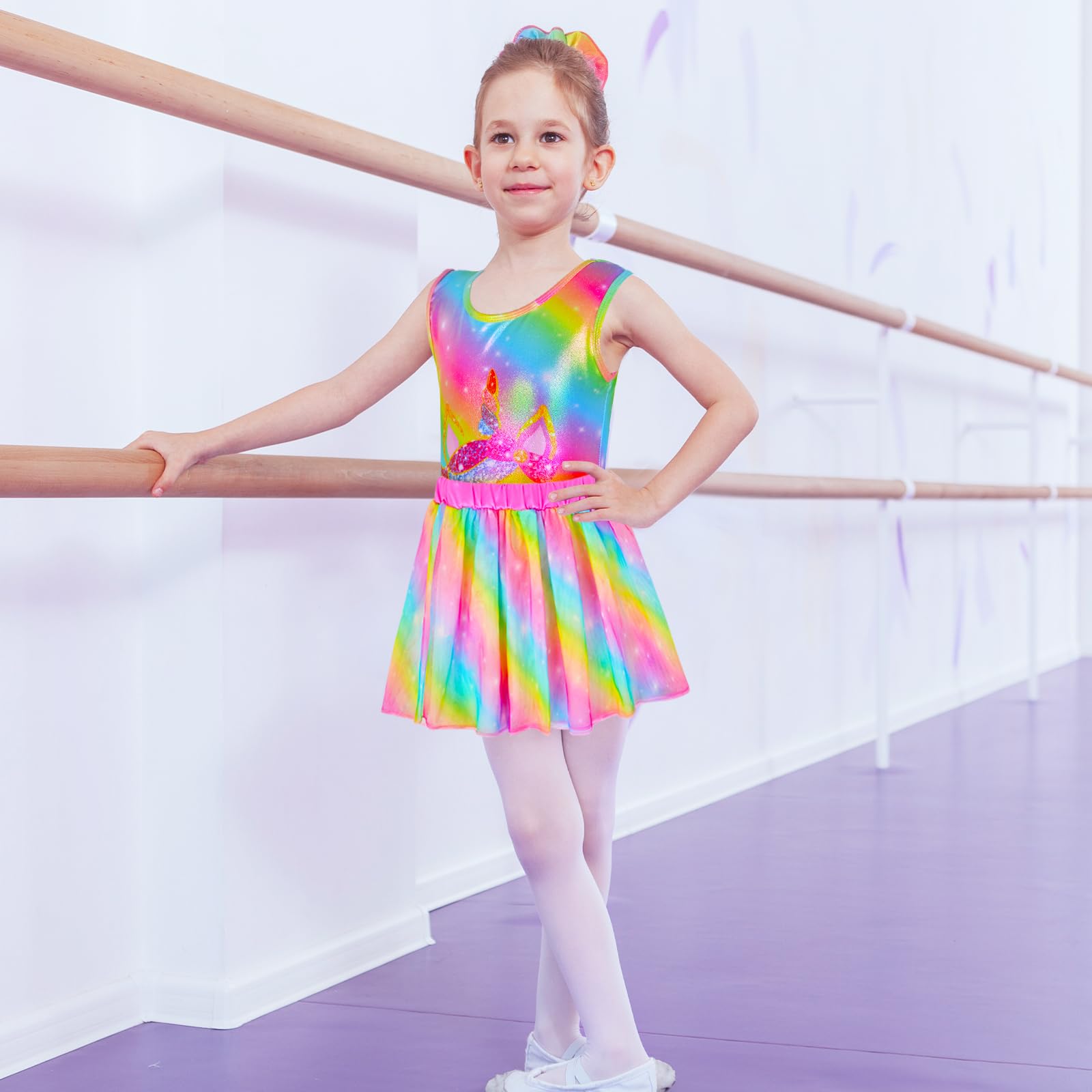 Sylfairy Girls Ballet Leotard with Removable Skirt - Dance Dress & Gymnastic Leotard for Ages 3-10 - Perfect for Ballet Class, Recitals & Dance Performances