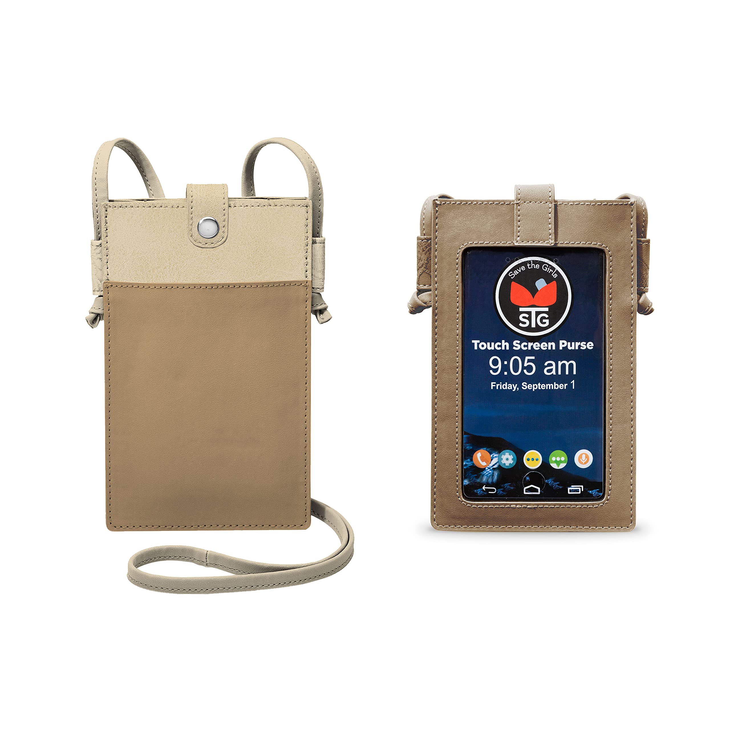 Save the Girls Fresh Twist RFID Blocking Crossbody Phone Purse - Lightweight Touchscreen Wallet with 3 Credit Card Slots & Anti-Theft Protection (Tan) - Perfect for Travel, Shopping & Everyday Use