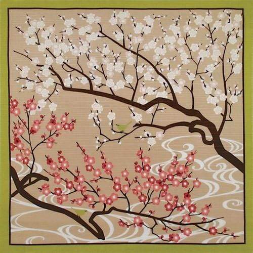 Japanese Maeda Senko Cotton Furoshiki Bento Lunch Wrapping Cloth - Winter Plum Blossom Design | Eco-Friendly Reusable Food Wrap for Picnics, Lunch Boxes & Gift Packaging