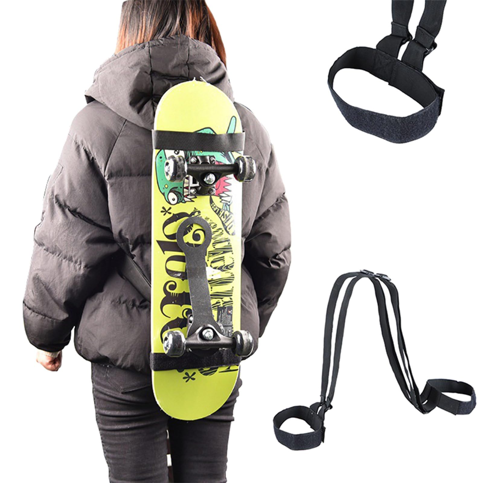 Adjustable Skateboard Shoulder Strap - Universal Carry Sling for Skateboards, Snowboards, Skis & Longboards - Durable Backpack & Handbag Belt - Perfect for Commuting, Travel & Outdoor Sports