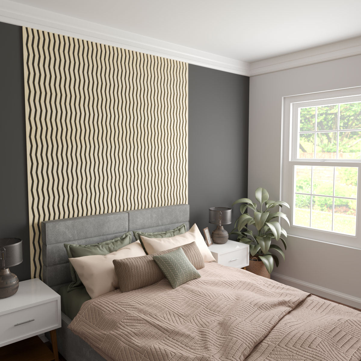 Eastport Adjustable Wood Slat Wall Kit - DIY Modern Acoustic Panel for Home Office & Bedroom Decor - Easy Installation & Customizable Design