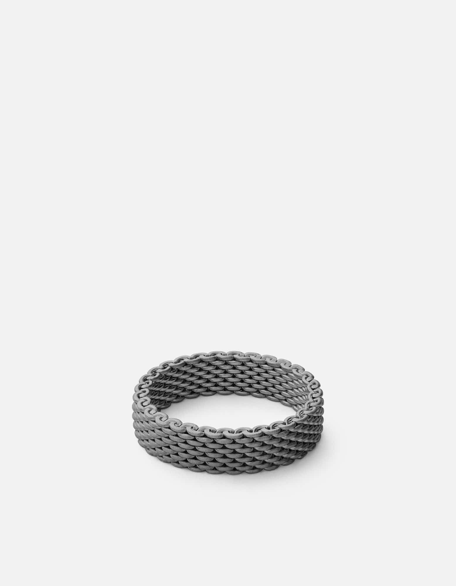 Moore Mesh Ring for Women - Matte Black Rhodium Plated Stainless Steel Band - Perfect for Everyday Wear, Gifts & Special Occasions