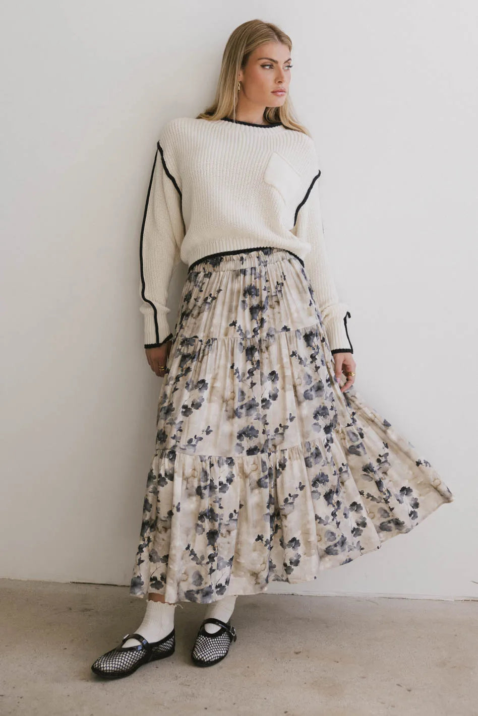 Maxine Floral Skirt in Blue - Women's Summer A-Line Skirt with Pockets | Perfect for Beach Vacations, Brunch Dates & Casual Outings