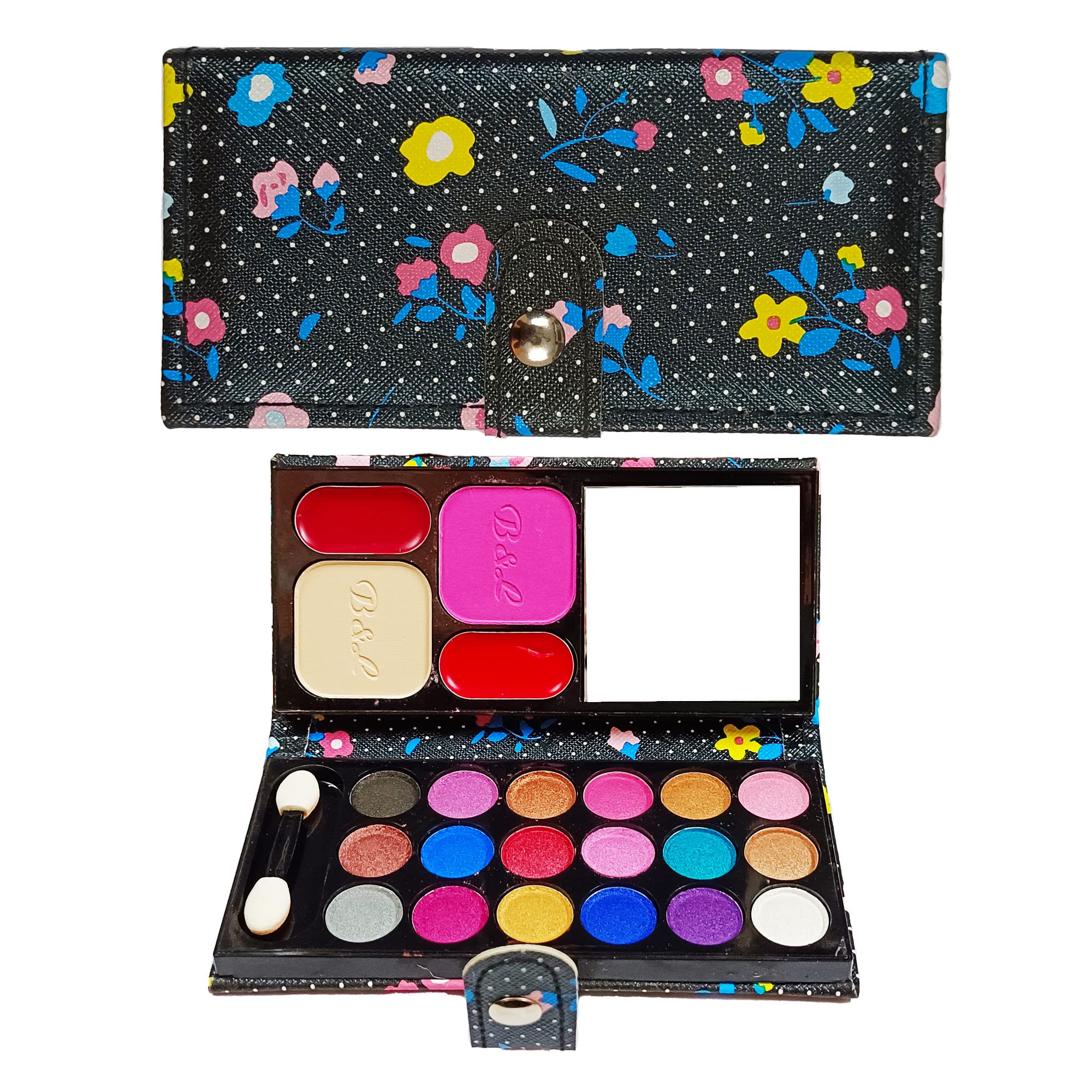 Huda Beauty All-in-One Mini Wallet Makeup Kit - Eyeshadow Palette, Blush, Face Powder, Lip Gloss & Applicator | Perfect for Travel, On-the-Go Touch Ups & Gift Giving (1 Pack)