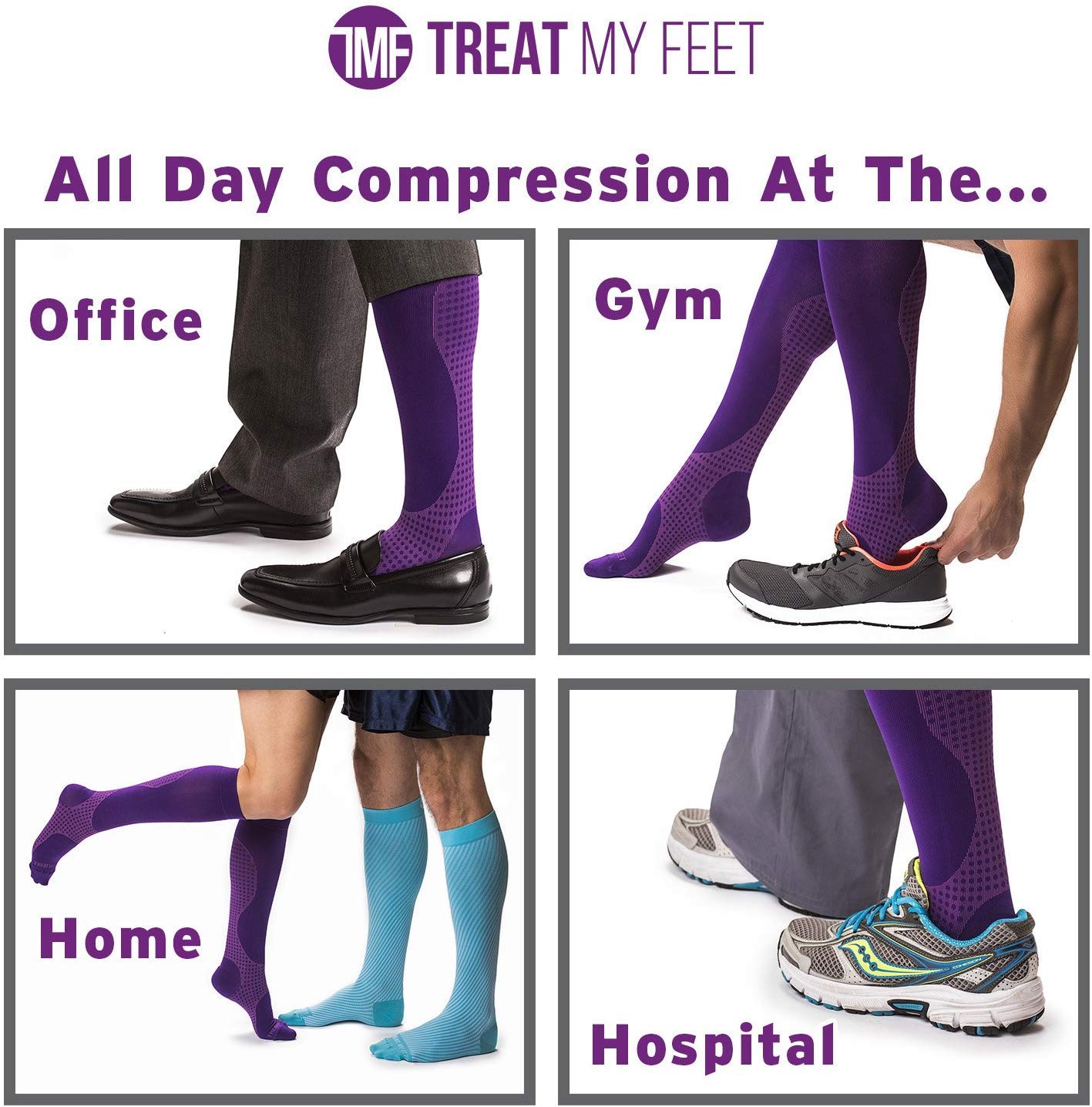 3 Pairs Knee High Compression Socks for Women & Men - Running & Travel