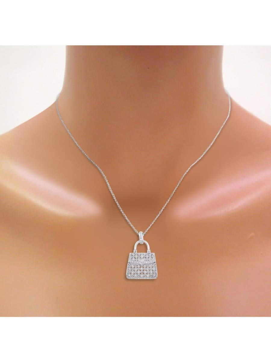 Rylos Diamond Designer Purse Necklace - 14K Yellow Gold or White Gold with 18