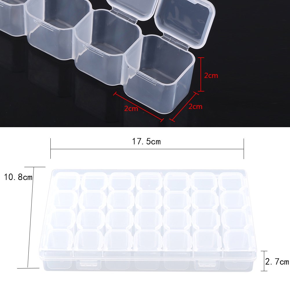 Fdit 28-Slot Transparent Plastic Storage Box - Organize Medicine Capsules, Vitamins, Tablets, Jewelry & Small Parts | Perfect for Home, Office, Travel & Craft Organization