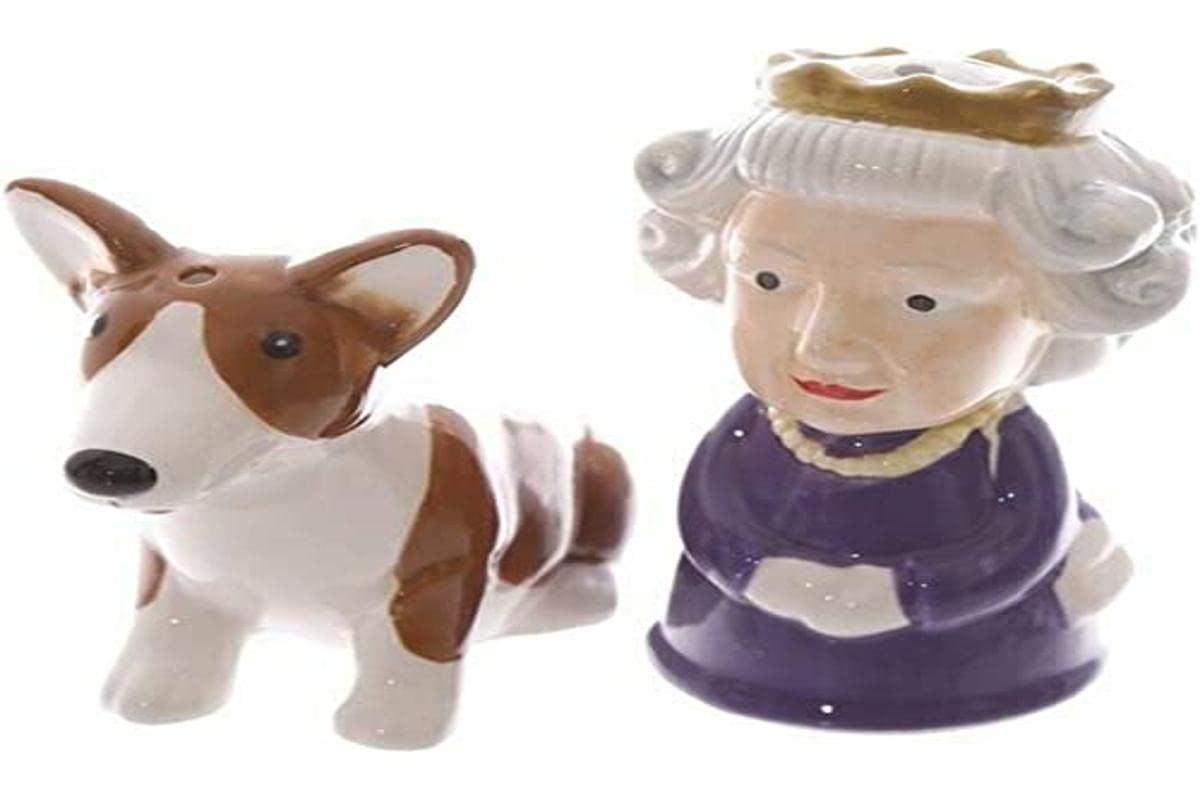 Queen & Corgi Ceramic Salt and Pepper Shaker Set - Cute Dog-Themed Kitchen Accessories for Dining Table, Gift for Pet Lovers, Home Decor
