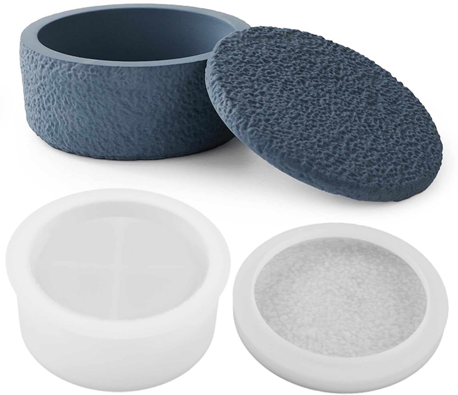 Silicone Candle Jar Molds Set with Lids - Round Concrete Stripe Candle Vessels & Storage Box for DIY Candle Making, Home Decor & Gift Packaging (A-Rough) | Perfect for Handmade Candles, Bathroom Storage & Decorative Containers