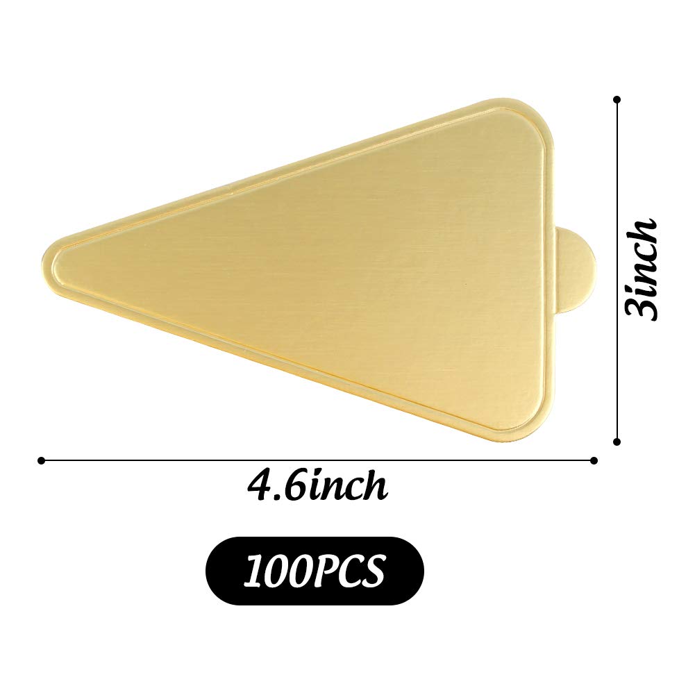 HANSGO 100PCS Triangle Cake Bases - Mini Cake Boards for Mousse, Dessert Display & Pastry Plates - Golden Cardboard Trays for Baking, Party Decorations & Wedding Desserts