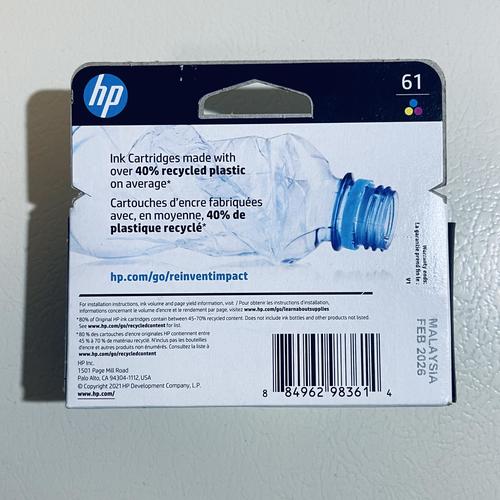 HP 61 Tri-Color Ink Cartridge CH562WN - Compatible with DeskJet, Envy & OfficeJet Printers | High-Quality Printing for Home, Office & School Projects