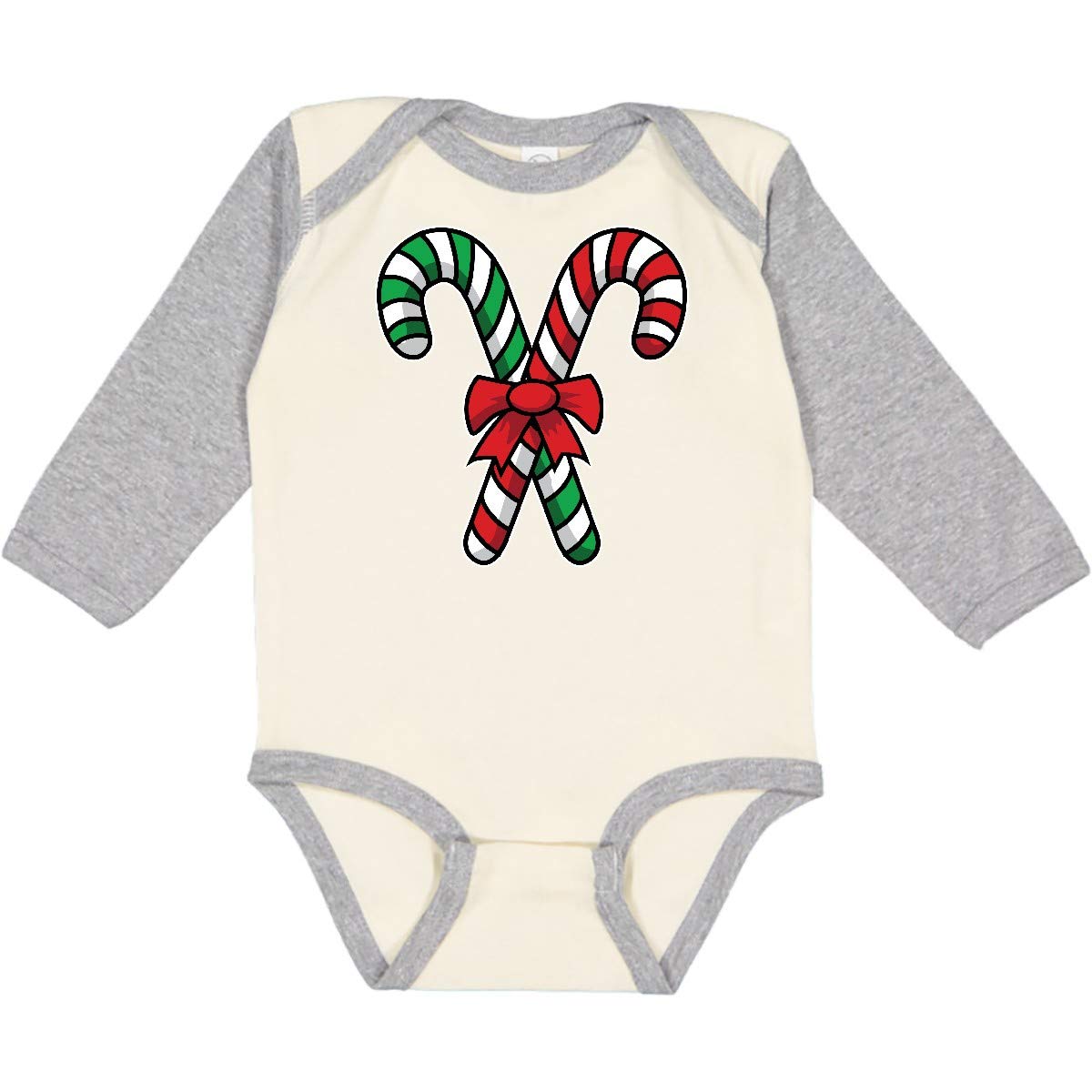 Inktastic Christmas Candy Canes Long Sleeve Baby Bodysuit - Festive Holiday Outfit for Infants, Newborn Photo Shoots & Family Matching Pajamas