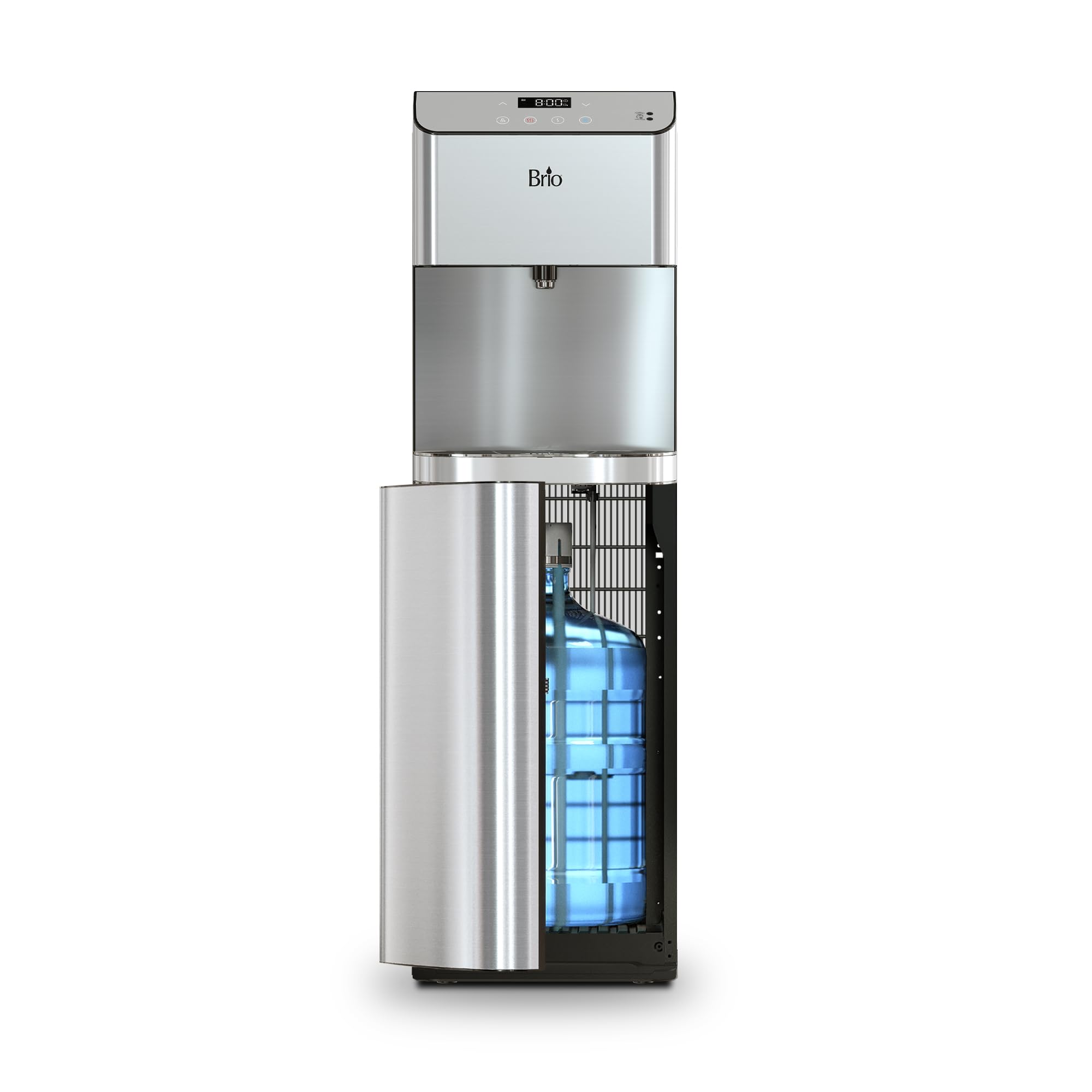 Brio Moderna Touchless Bottom Load Water Cooler Dispenser - Self-Cleaning, Motion Sensor, 3 Temperature Settings, Child Safety Lock, 3/5 Gallon Bottle Capacity, Digital Display with LED Light - Perfect for Home, Office, and Kitchen Use
