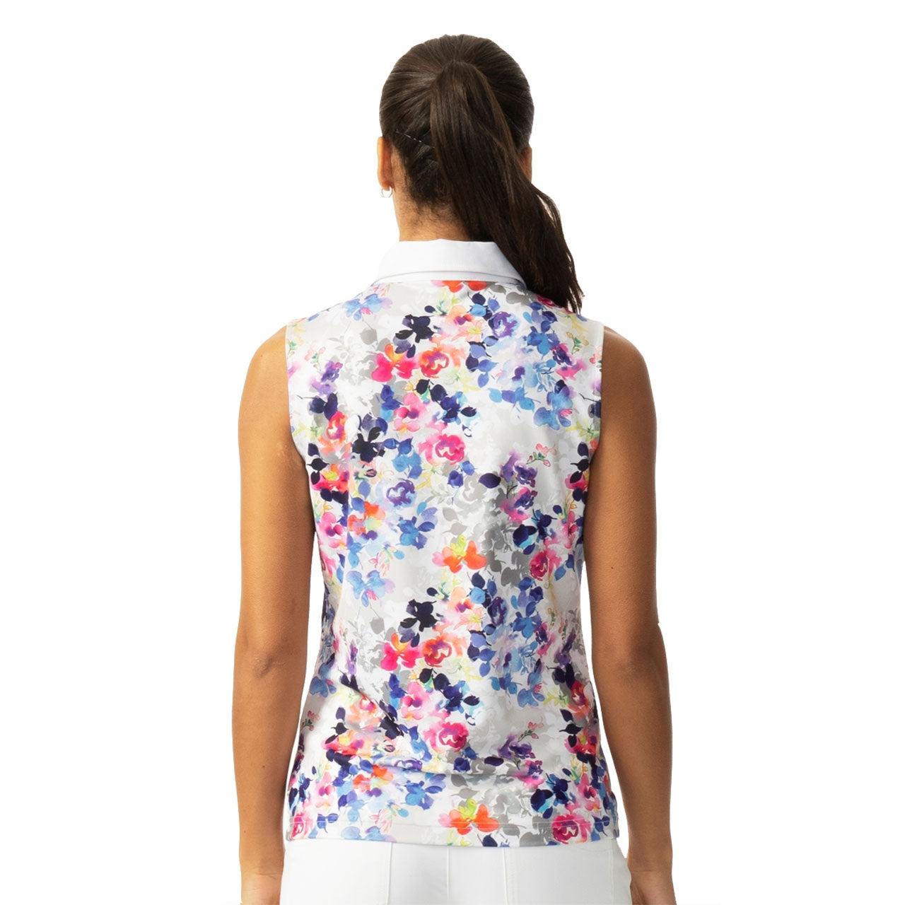 Women's White Sleeveless Golf Polo Shirt - Breathable Moisture-Wicking Athletic Top for Golf, Tennis & Outdoor Sports | Comfortable Summer Activewear
