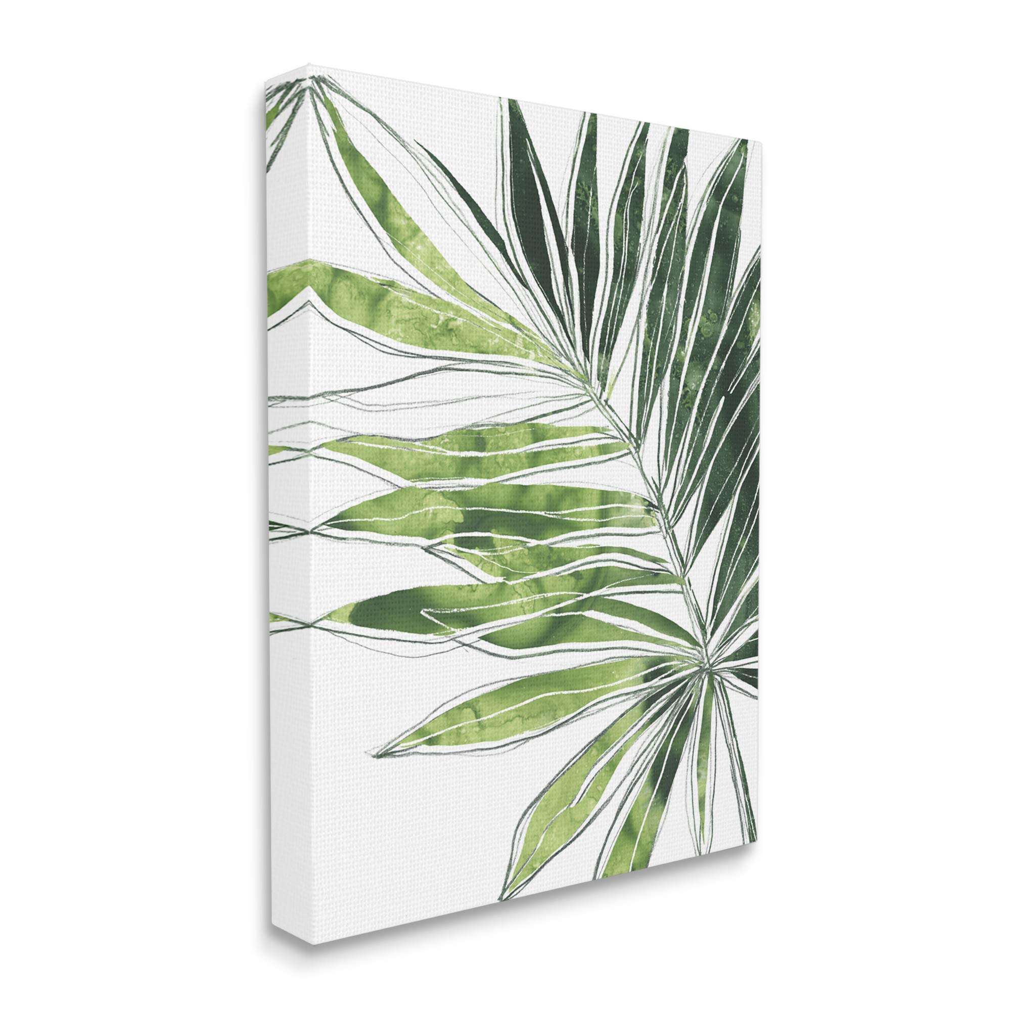 Stupell Industries Tropical Green Plant Expressive Palm Linework Wall Art - Modern Botanical Decor for Living Room, Bedroom & Office