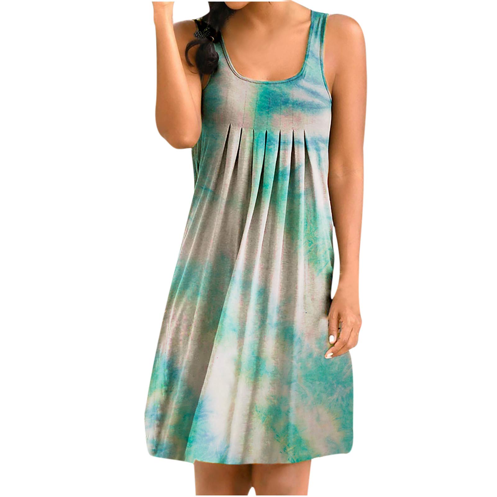 Women's Summer Casual Dress 2023 Fashion Floral Print Sleeveless Tank Midi Dress - O-Neck Sexy Club Dress for Wedding Guest, Beach, Party & Vacation Outfits