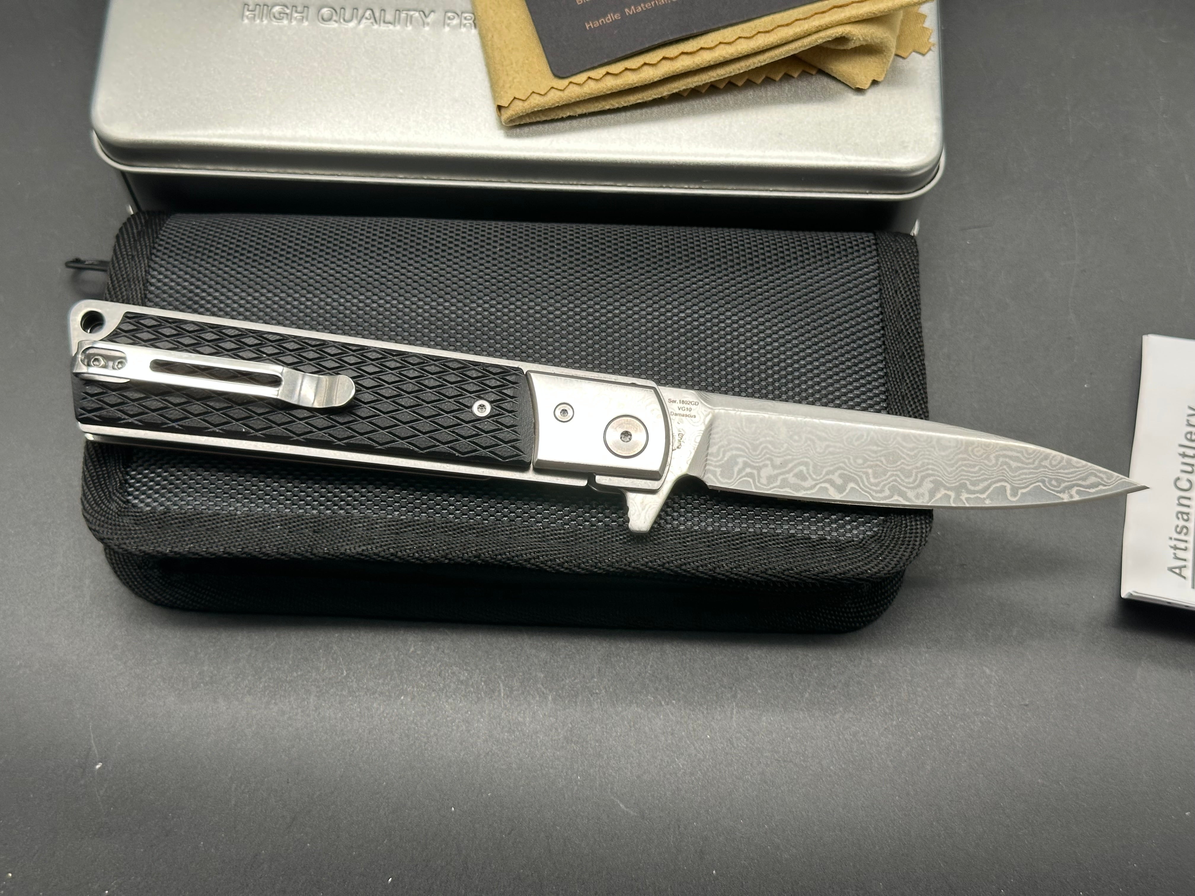 Artisan Cutlery Classic Model 1802GD Damascus Steel Knife with G10 Handle - Perfect for Camping, Hunting & Outdoor Adventures