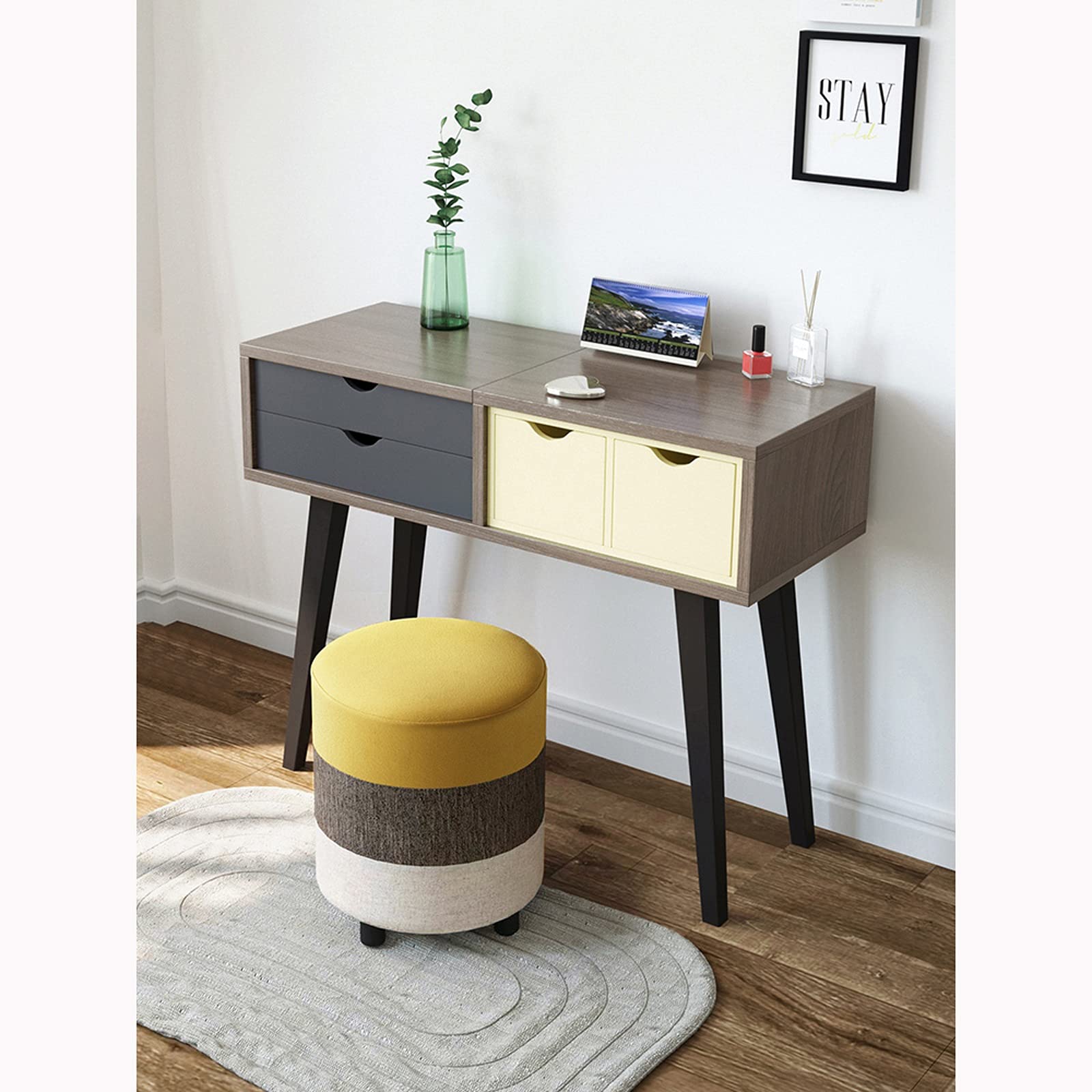 Elegant Vanity Table with Flip Top Mirror, 3 Drawers & Makeup Organizer - Multifunctional Dressing Desk for Women & Girls - Perfect for Bedroom, Boudoir & Gift Giving