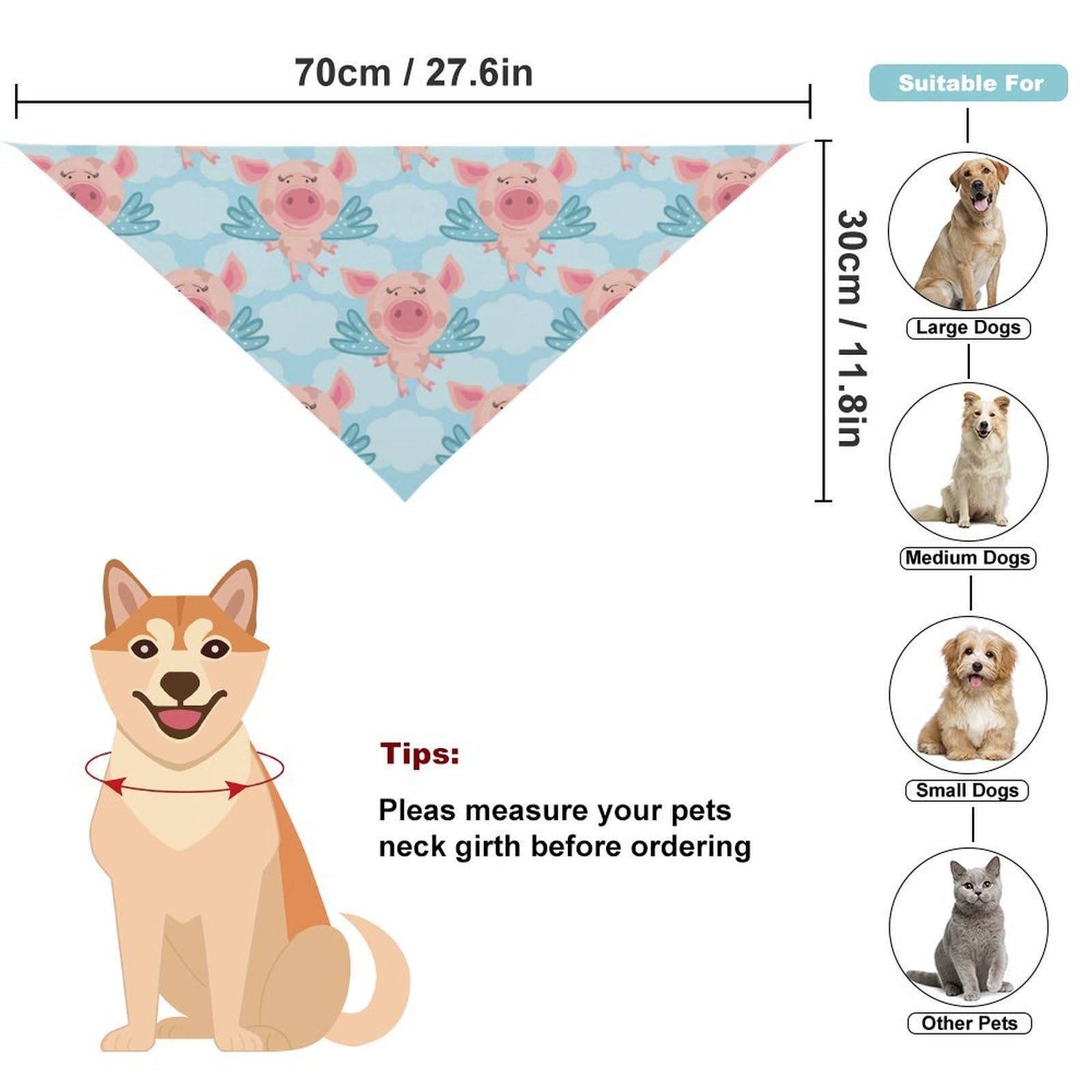 Cute Pink Piglets Dog Bandanas - Adjustable Pet Scarf Bibs for Small Medium Large Dogs & Cats - Perfect Christmas Thanksgiving Gift for Pets - Great for Holiday Photos & Family Gatherings
