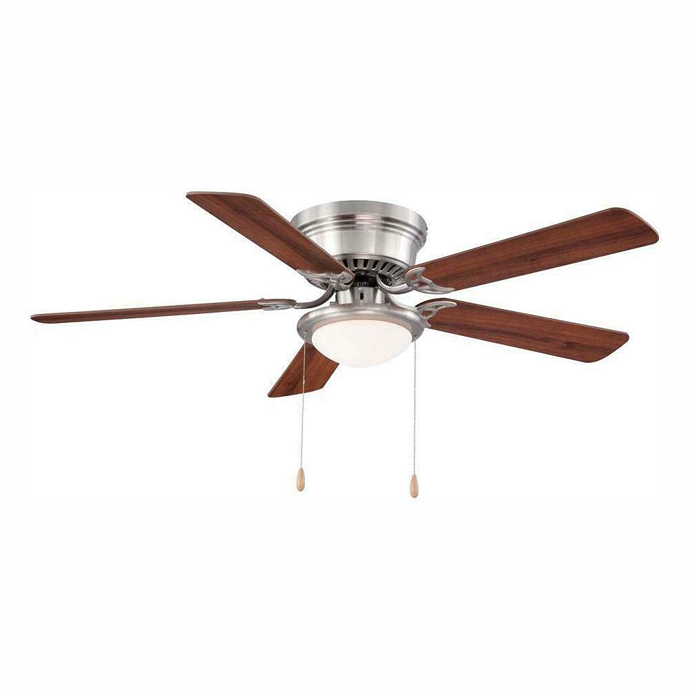 52 Inch Brushed Nickel Ceiling Fan with Light Kit and Remote Control - Indoor/Outdoor Farmhouse Style Fan for Living Room, Bedroom, Patio - Energy Efficient Quiet Small Ceiling Fan for Home Decor
