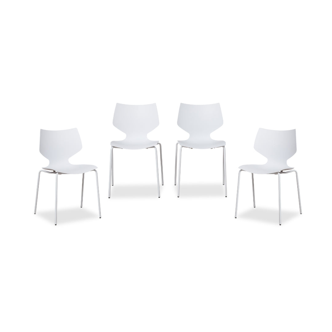 Pia Dining Chair Set of 4 - Modern White Wooden Chairs for Kitchen, Dining Room & Breakfast Nook - Comfortable & Stylish Seating Solution