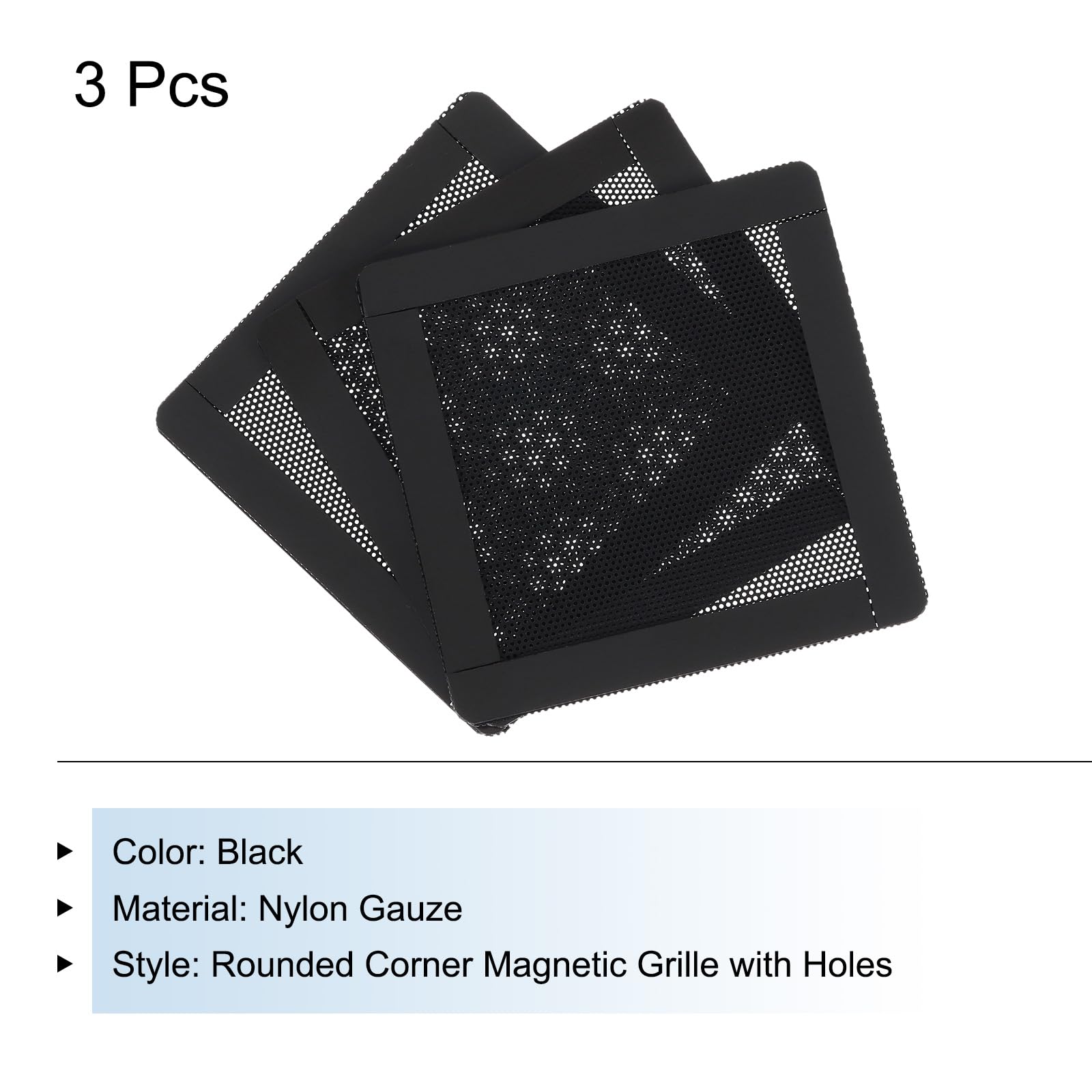 MECCANIXITY 3PCS 90x90mm Magnetic PC Dust Filter - Black PVC Computer Case Cooler Dustproof Mesh Cover for PC Chassis, Speakers & Gaming Rigs | Perfect for Dust Protection & Airflow Optimization in Home/Office Setups