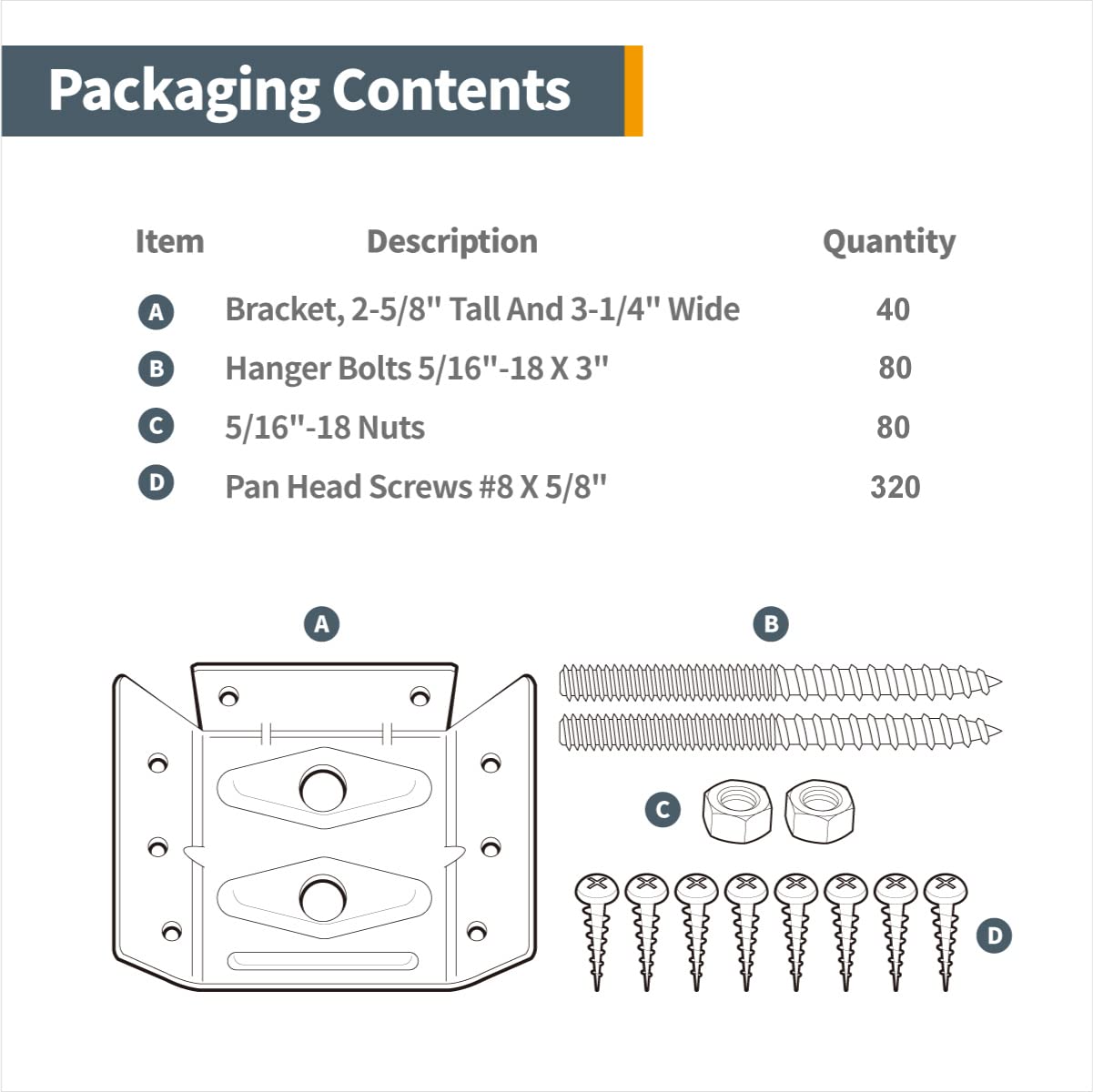 POWERTEC 40PK Surface Mount Corner Brackets with Mounting Hardware - Heavy Duty Corner Braces for Coffee Table, Desk Legs, Bench Legs, Dining Table (71428-P10) | Perfect for DIY Furniture Repair & Woodworking Projects
