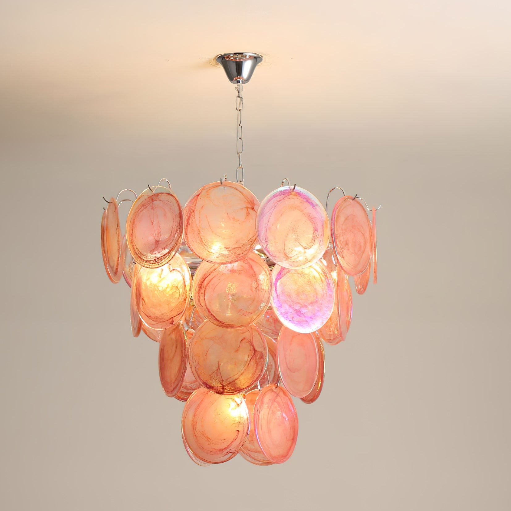 Elegant Camisa Disc Glass Chandelier - Modern Crystal Ceiling Light Fixture for Dining Room, Bedroom, and Living Room Decor