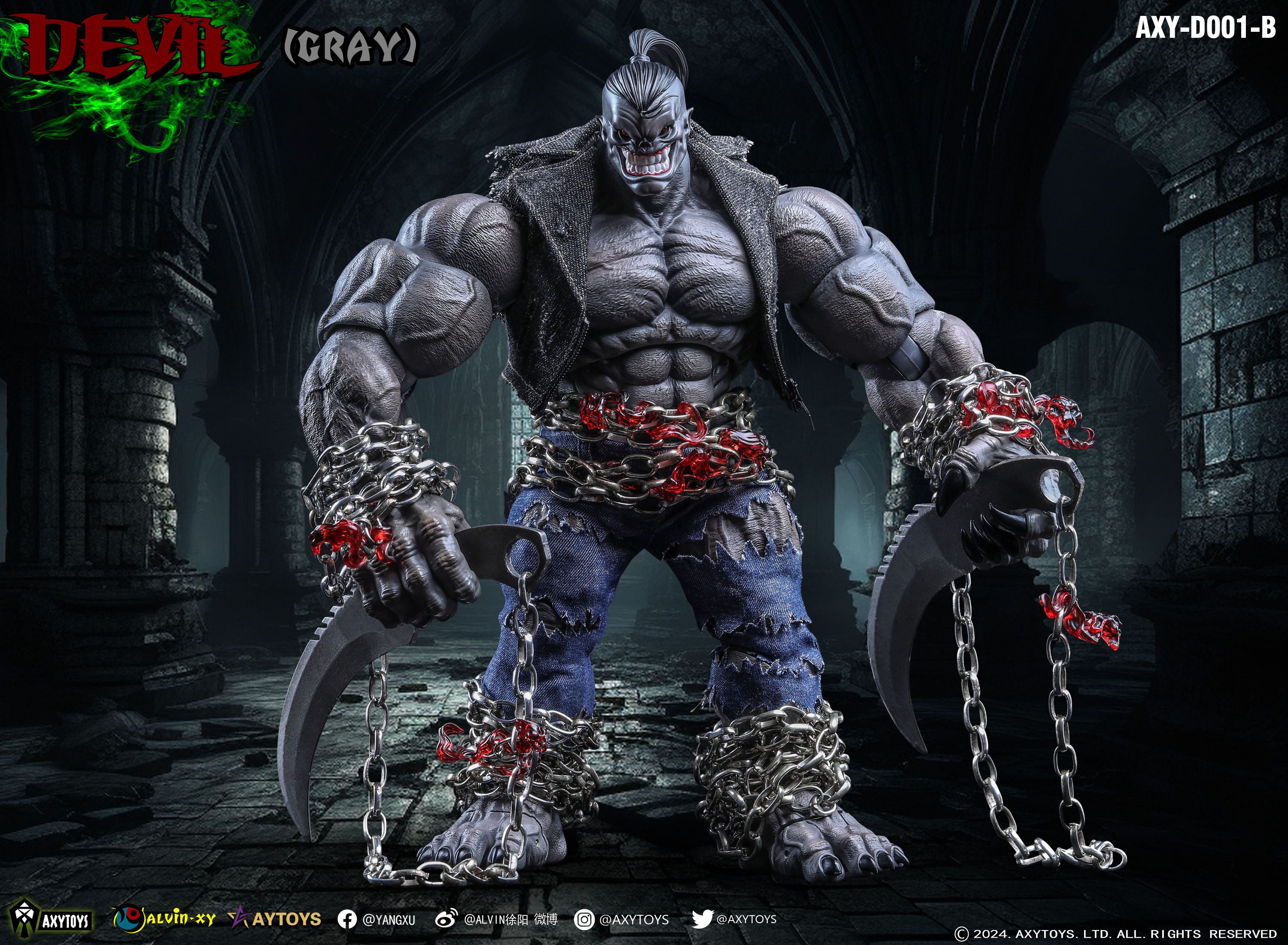 Pre Order AxyToys 1/12 Scale 20CM Devil Action Figure - Red & Grey Versions for Collectors and Display | Perfect for Anime Fans, Cosplay Props, and Model Photography