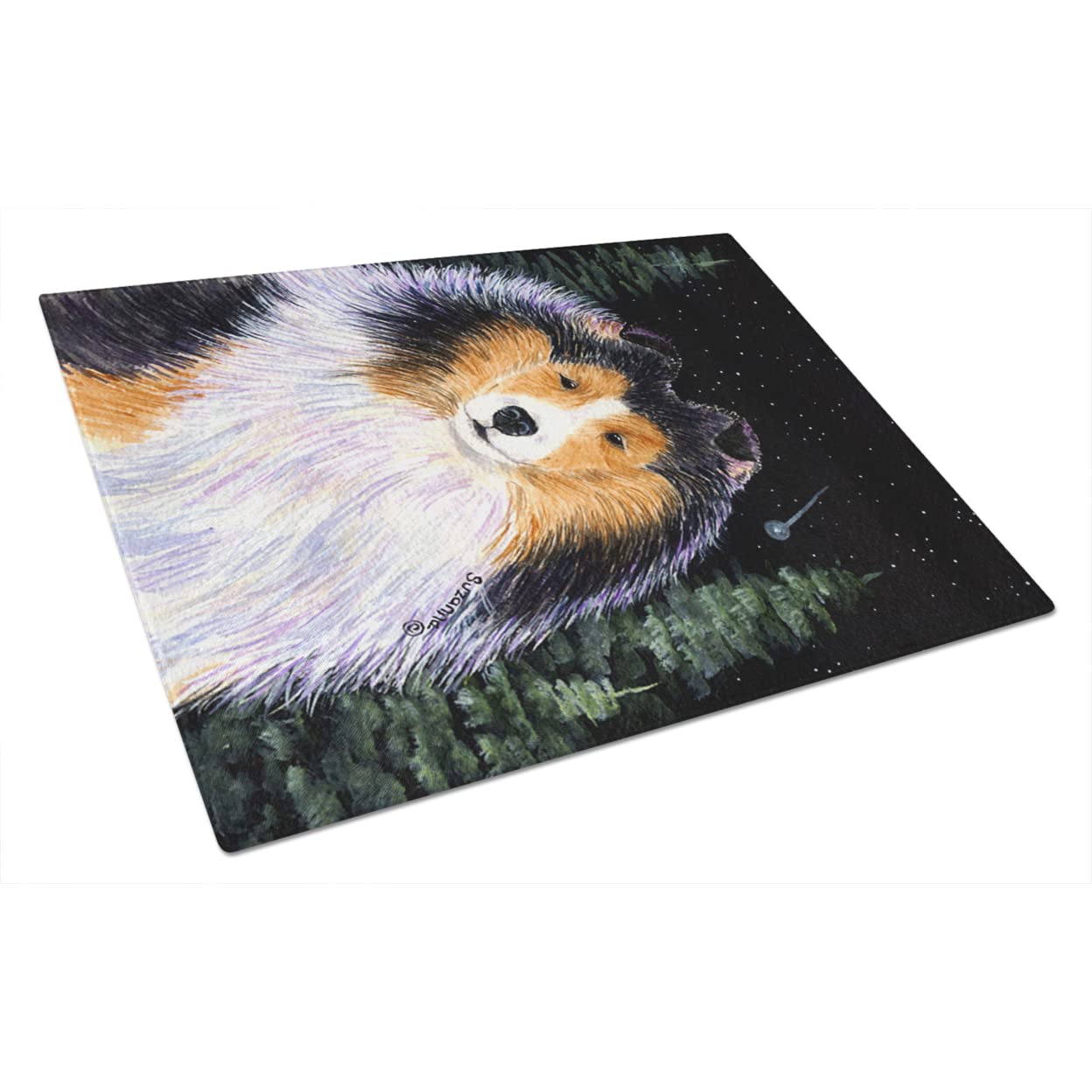 Starry Night Collie Tempered Glass Cutting Board - Large Decorative Kitchen Chopping & Serving Board - Durable & Scratch-Resistant - Perfect for Food Prep, Charcuterie Display, and Home Decor