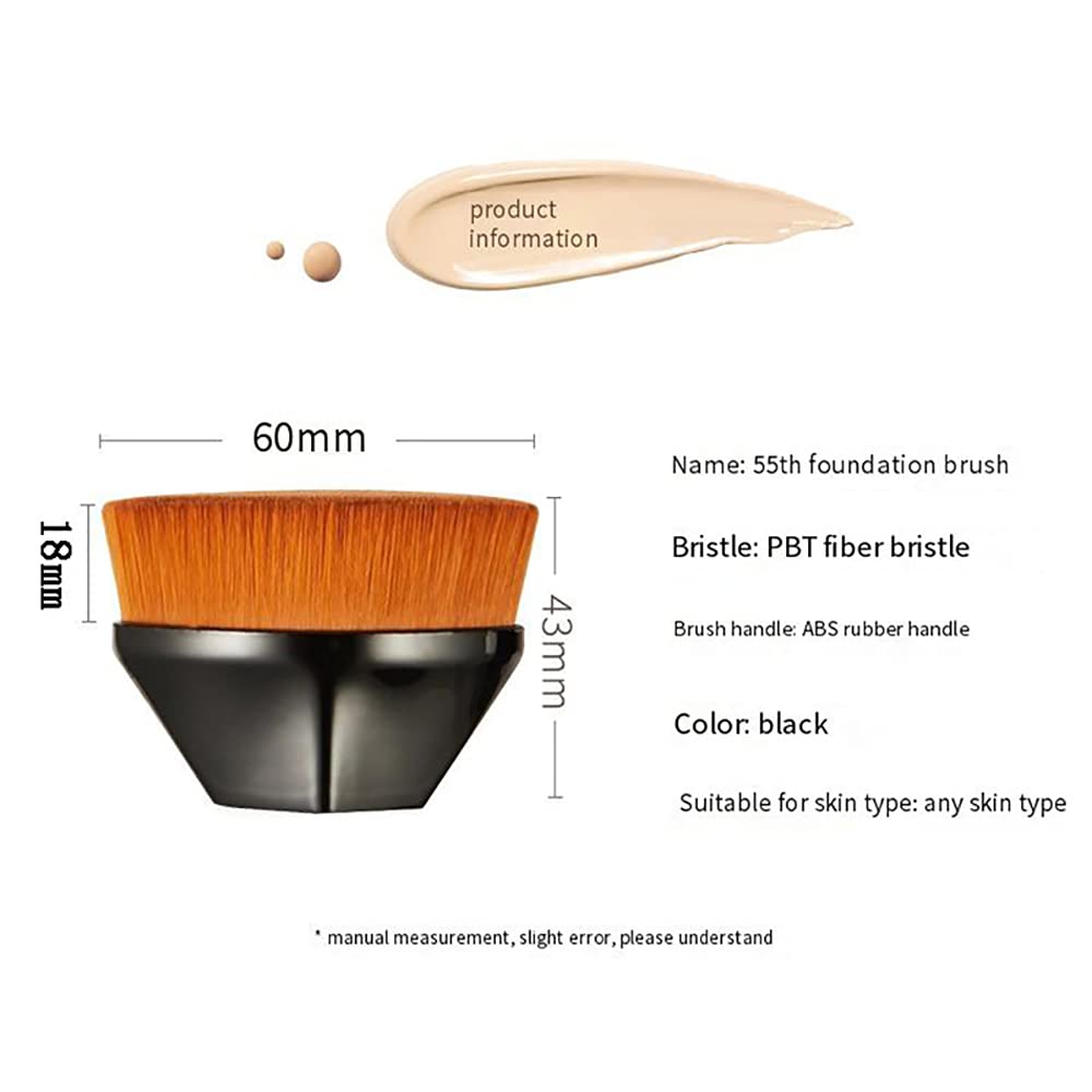Premium Kabuki Makeup Brush - High-Density Flat Top Foundation Brush for Flawless Powder Application | Soft Synthetic Bristles | Professional Makeup Tools | Perfect for Liquid, Powder & Mineral Foundation (Black) - Ideal for Everyday Makeup & On-The-Go Touchups