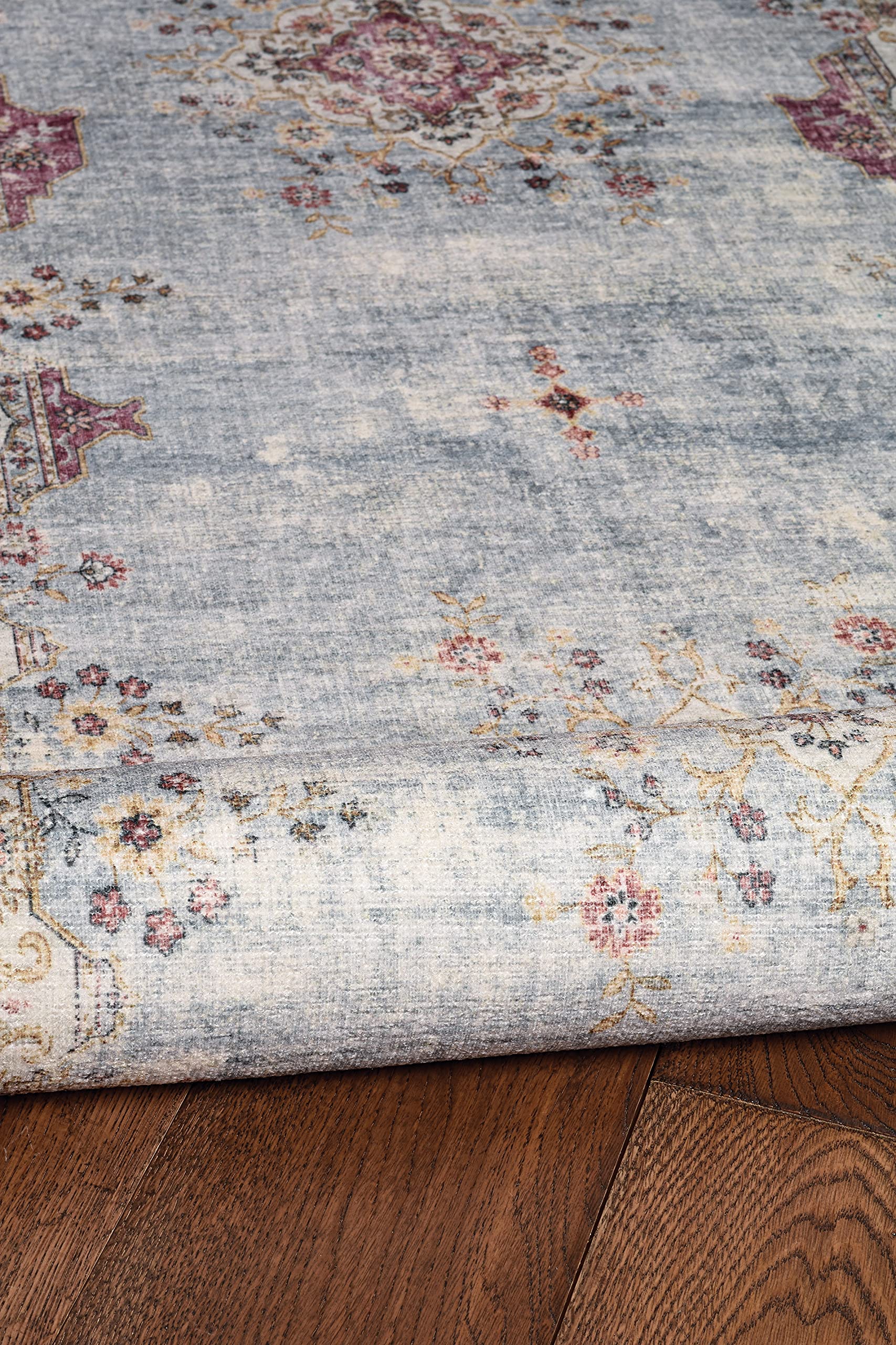 Linon The Anywhere Washable Rug - Barton Pale Blue/Ivory 2' X 8' Runner Rug - Machine Washable Non-Slip Carpet for Hallway, Kitchen, Entryway, Bedroom & Dorm Decor