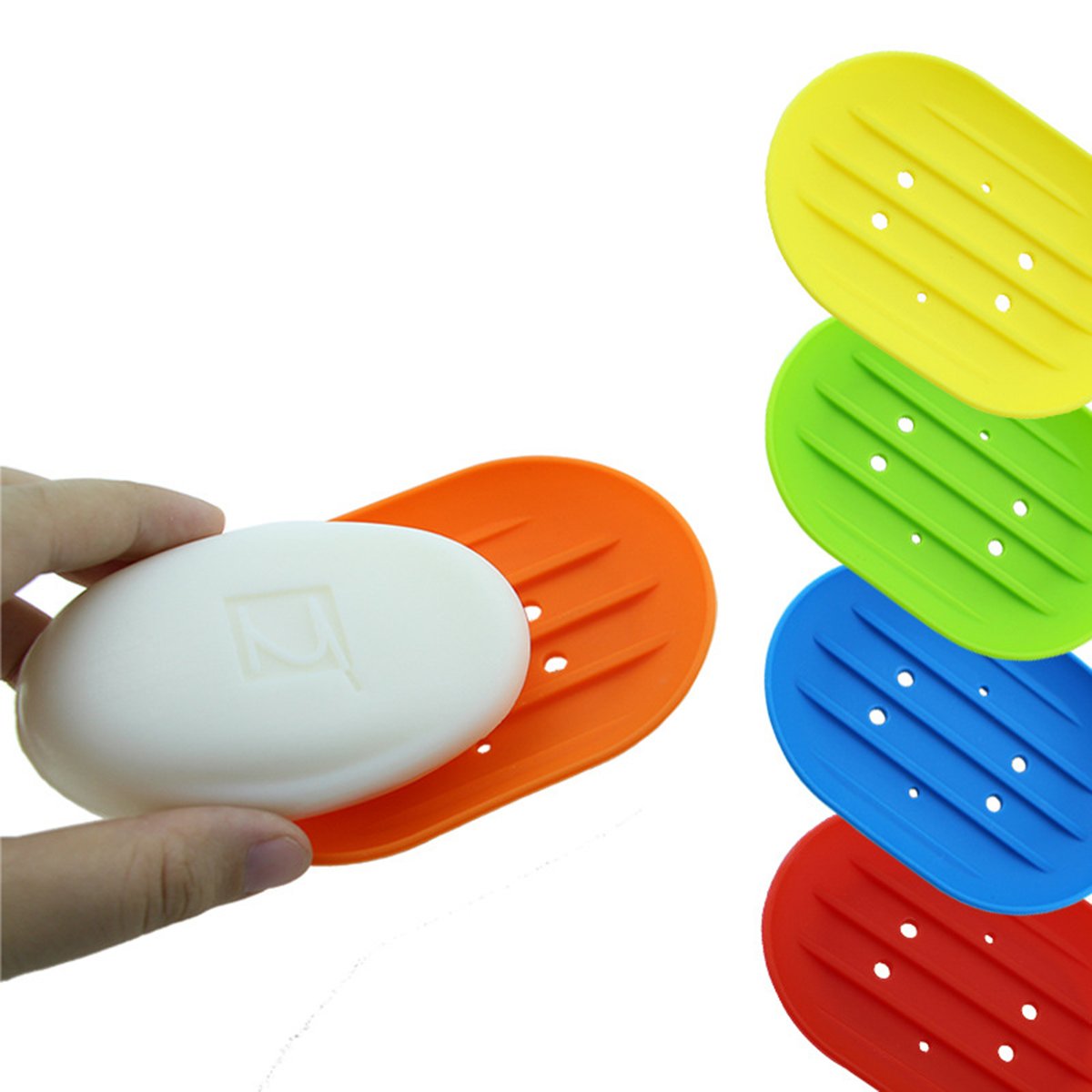 Cabilock 3-Pack Silicone Soap Dish Holder - Non-Slip Bathroom & Shower Soap Tray - Durable, Easy to Clean Soap Saver for Sink, Kitchen, and Travel