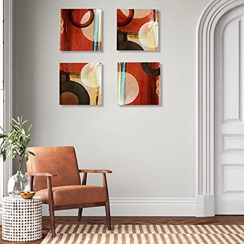 HELOR VICOR Abstract Black Red Rustic Wall Art - Burgundy Gray Brown Canvas Painting - 12 Inch Modern Home Decor for Living Room, Bedroom & Bathroom - Perfect for Farmhouse, Bohemian & Contemporary Interior Design