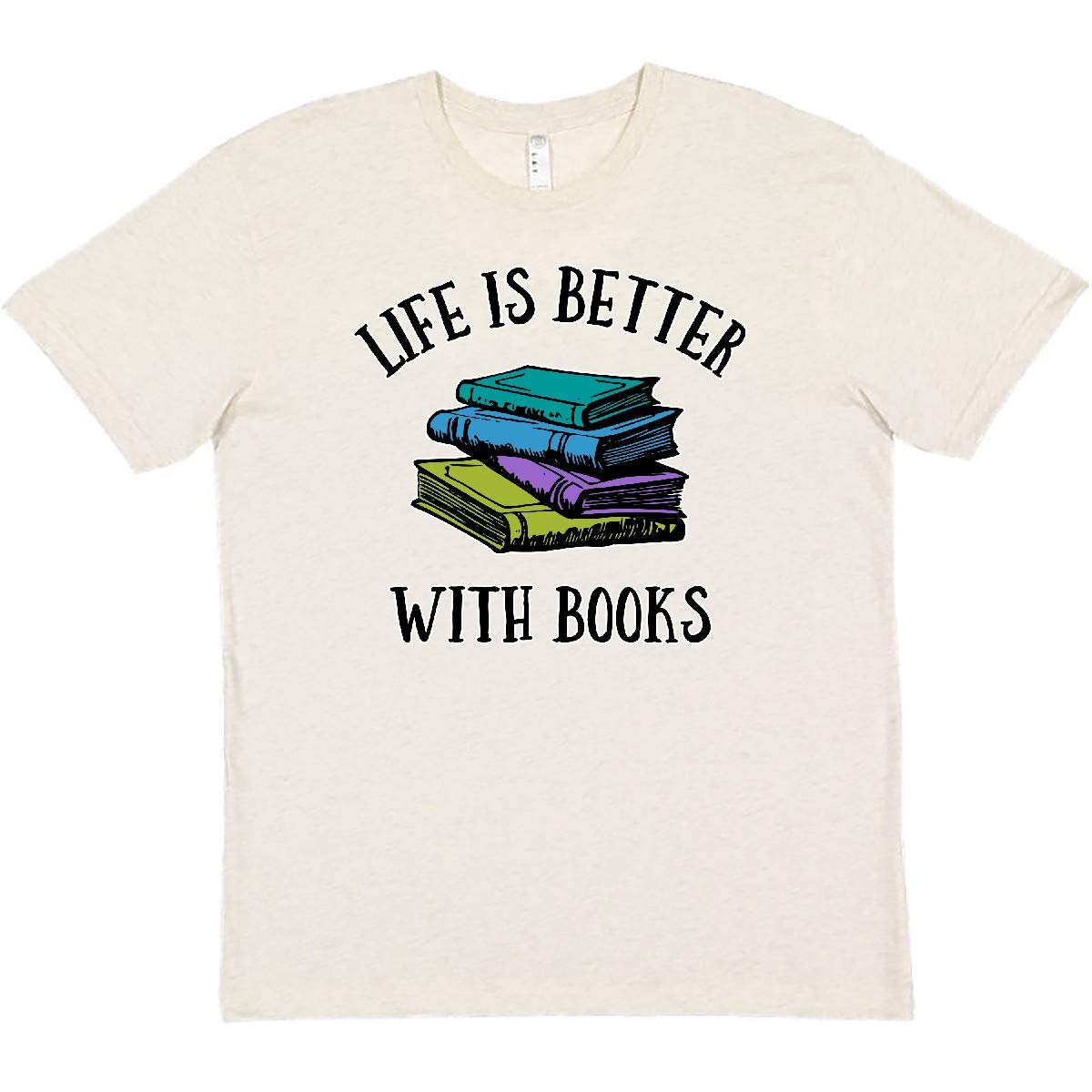 Inktastic Life's Better with Books Graphic Novelty T-Shirt - Comfortable Cotton Tee for Book Lovers, Reading Enthusiasts & Librarians - Perfect for Book Clubs, Library Visits & Casual Wear