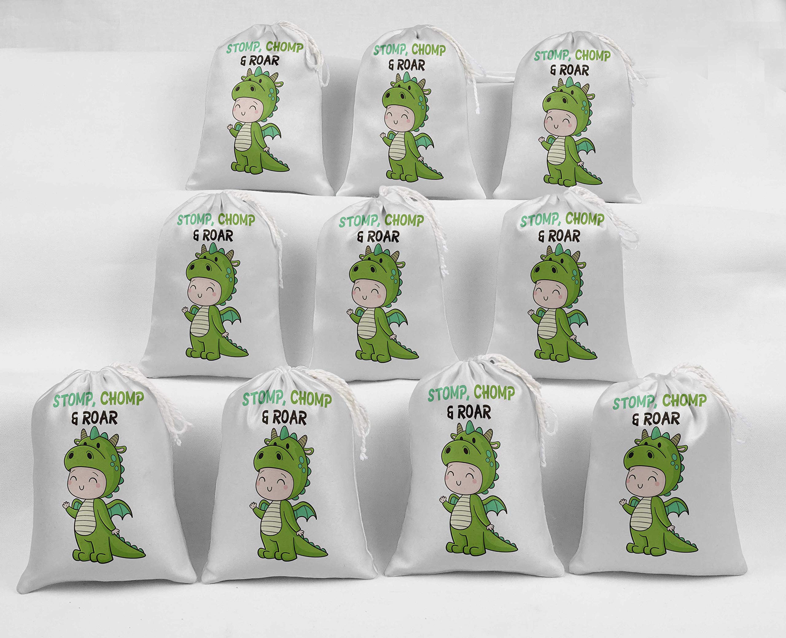 Dinosaur Costume Birthday Party Favor Bags - 15pcs White Textured Gift Pouches for Kids, Baby Shower & Themed Events | Perfect for Dino Parties, Goodie Bags & Party Favors