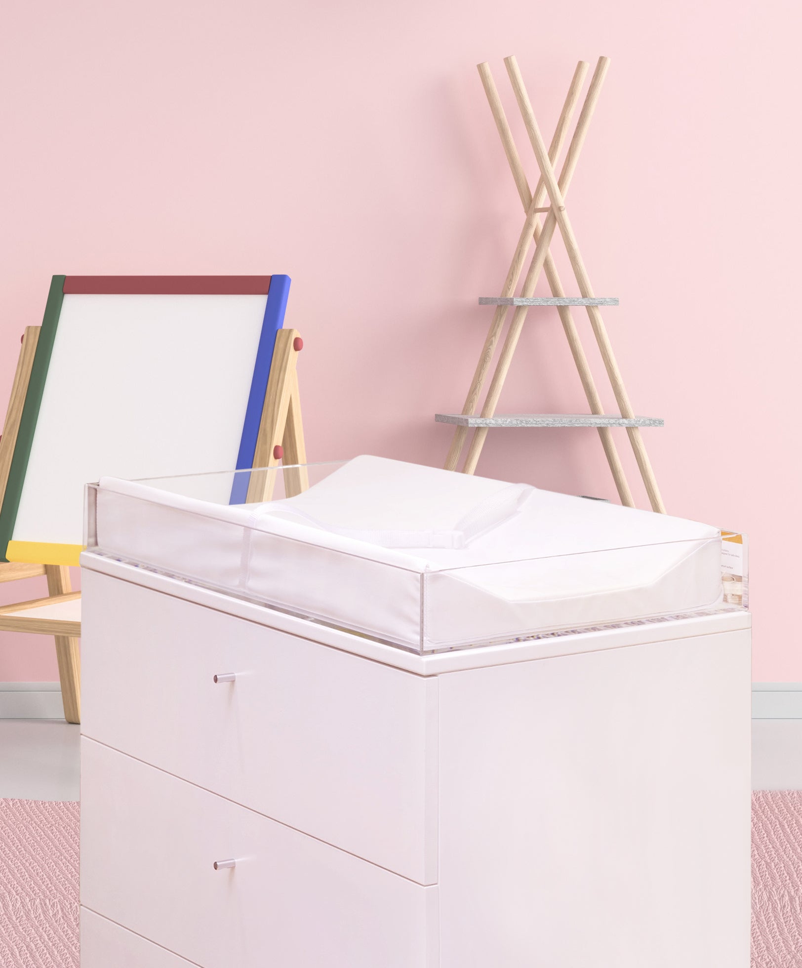 Play Tots Clear Choice Acrylic Lucite Changers - Premium Baby Changing Table for Modern Nurseries | Safe & Stylish Diaper Station for Newborns & Toddlers | Perfect for Daycare Centers & Home Nursery Organization