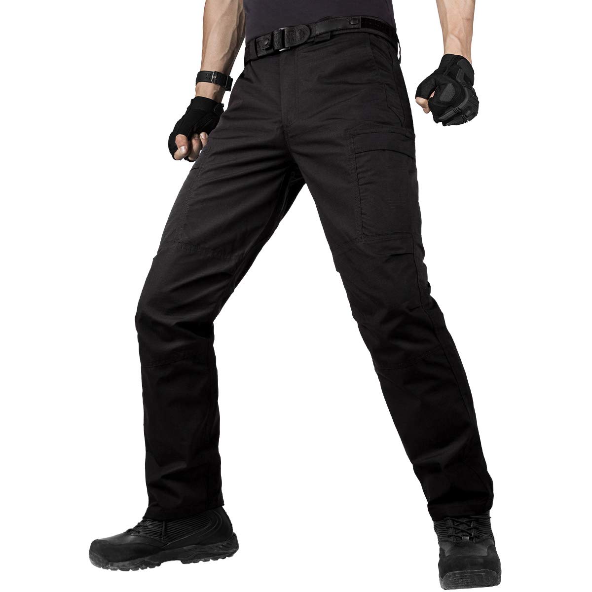 FREE SOLDIER Men's Water Resistant Tactical Cargo Pants - Relaxed Fit Combat Work Pants with Multiple Pockets for Outdoor Hiking, Camping & Military Use