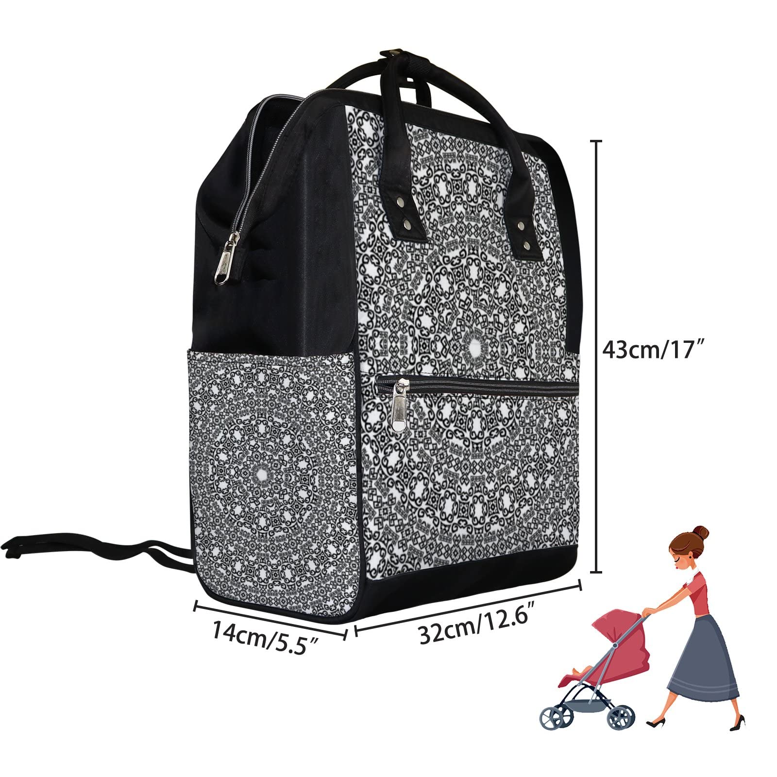 Vintage Mandala Diaper Backpack - Waterproof Baby & Laptop Bag for Travel