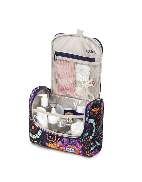 Tosca SO LITE Hanging Wetpack Paisley Print - Lightweight Travel Makeup Bag for Women - Perfect for Gym, Beach & Vacation Accessories Organization