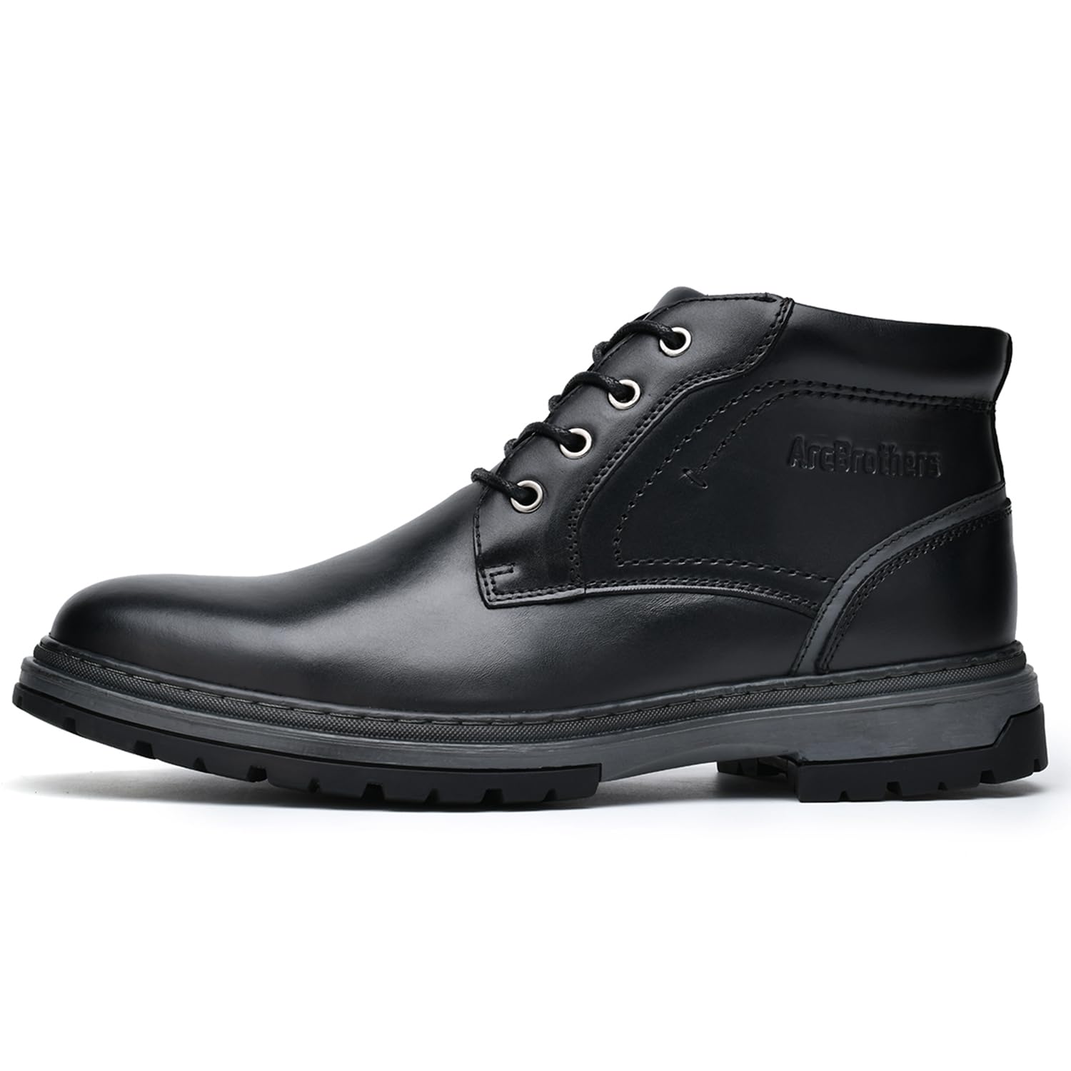 Men's Casual Ankle Boots - Motorcycle & Combat Style Black Leather Boots for Everyday Wear, Outdoor Adventures & Urban Fashion