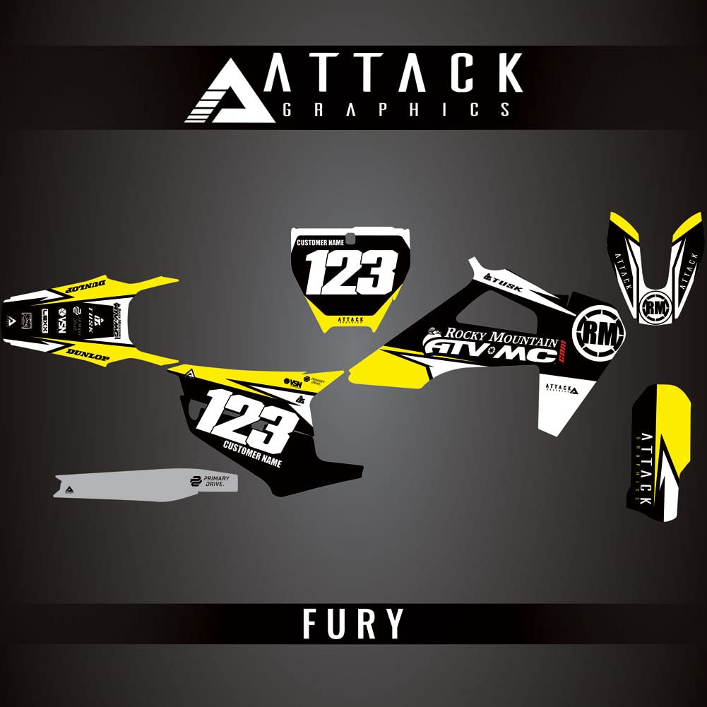 Attack Graphics Custom Fury Complete Bike Graphics Kit for Husqvarna FC 450 2021 - High-Quality Dirt Bike Decals - Perfect for Motocross Racing & Off-Road Adventures