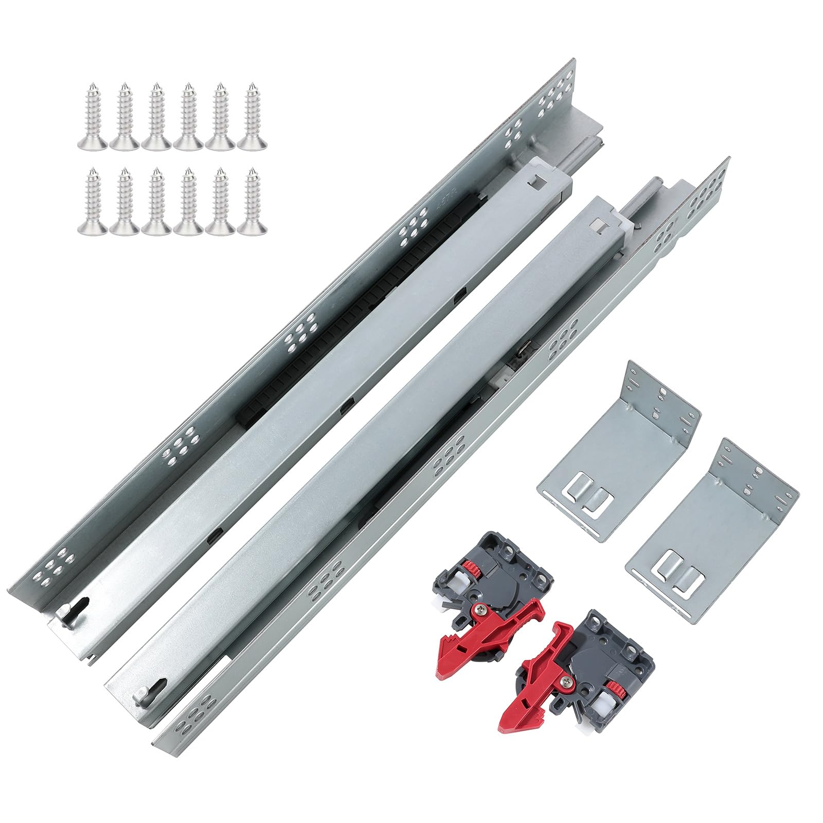 21 Inch Undermount Soft Close Drawer Slides - 6 Pairs Full Extension Drawer Rails with Locking Device & Rear Mounting Brackets | Perfect for Kitchen Cabinets, Dressers, and Office Furniture