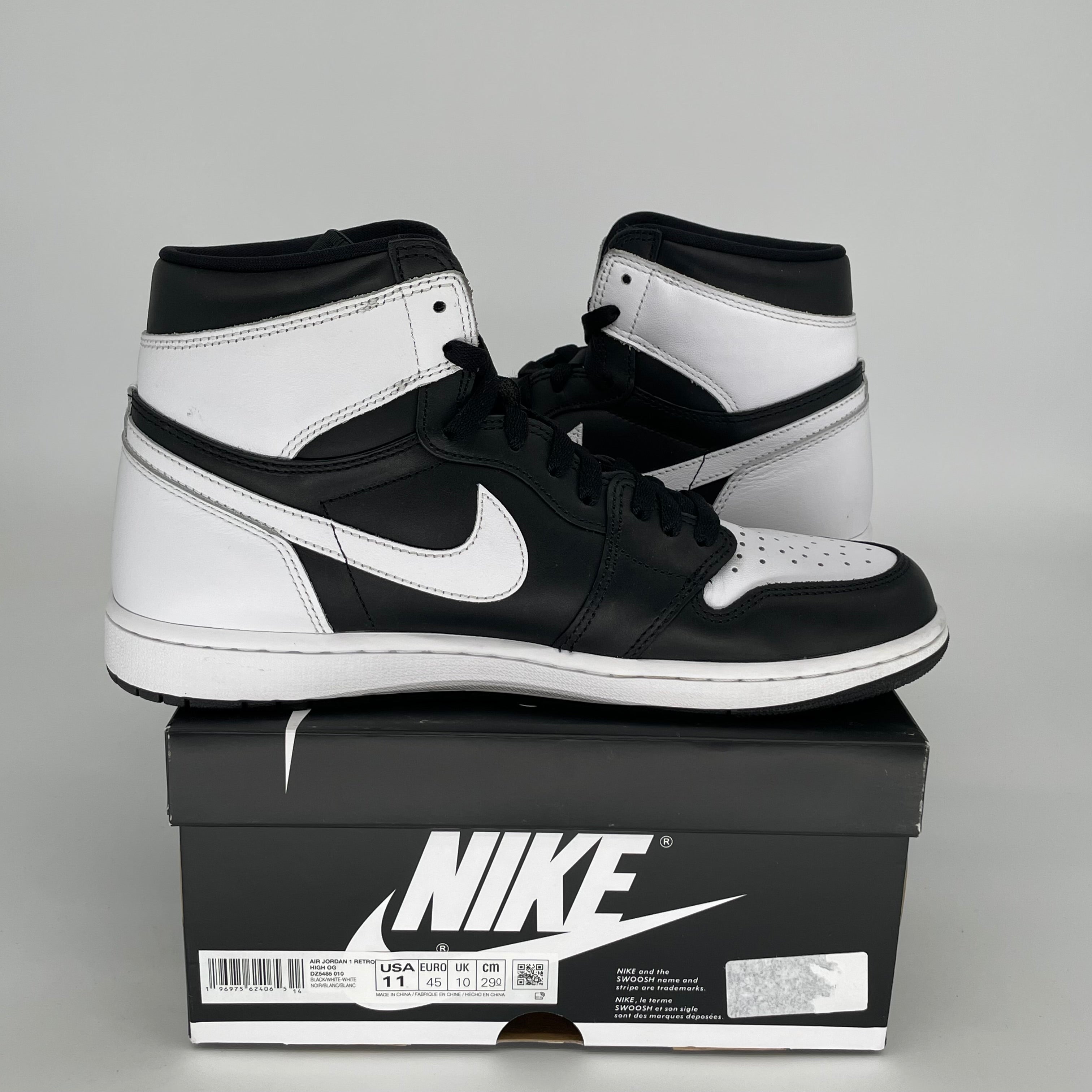 Original Air Jordan 1 Retro High OG 'Black White' Men's Basketball Shoes Size 11 - DZ5485-010 | Classic Sneakers for Streetwear, Basketball & Casual Outfits