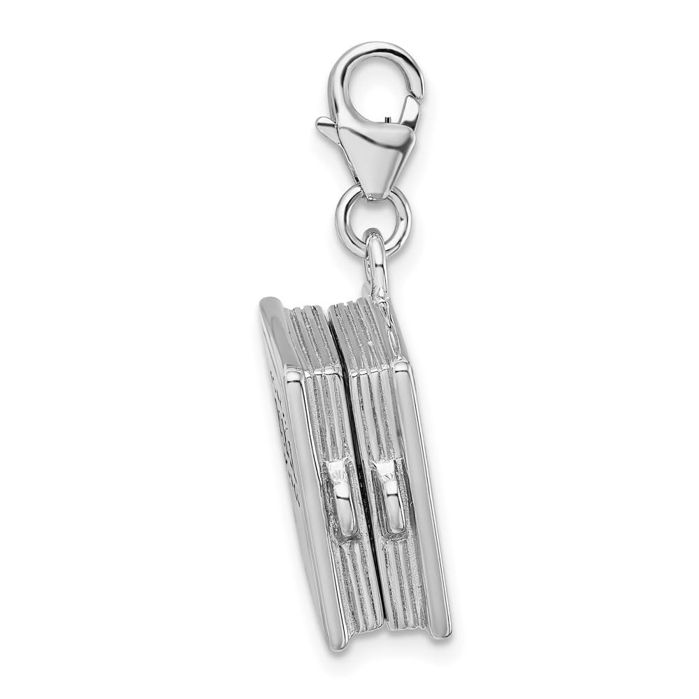 925 Sterling Silver 3D Enameled Bible Lobster Clasp Pendant Necklace - Religious Jewelry Gift for Women & Men (39mm x 13mm) - Perfect for Church, Baptism, Confirmation & Daily Wear