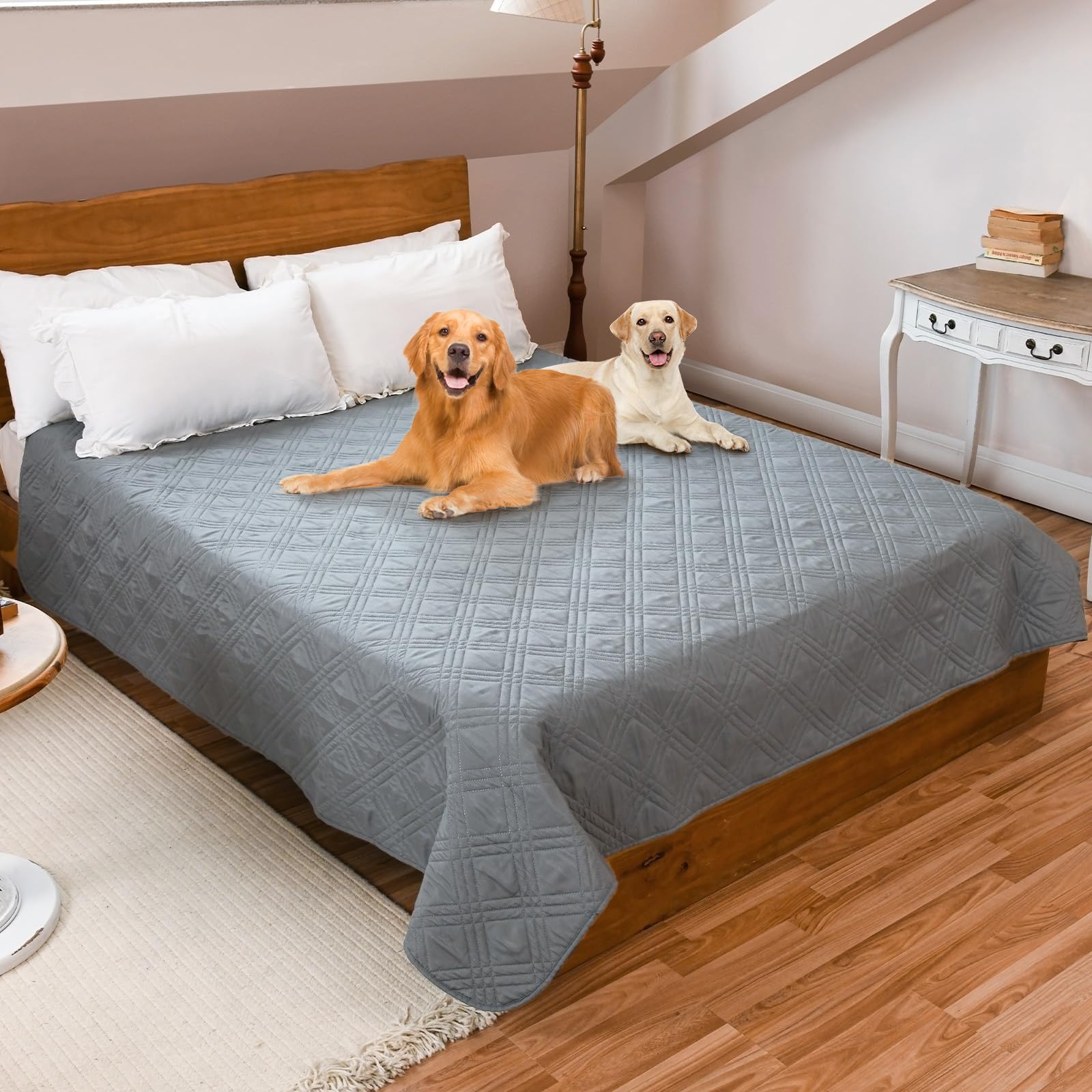 Waterproof Dog Couch Cover - Non-Slip Pet Blanket for Sofa & Furniture Protection, Soft Washable Dog Bed Cover 68x82 Inches (Grey) - Perfect for Large Dogs, Pets with Accidents, and Multi-Pet Households